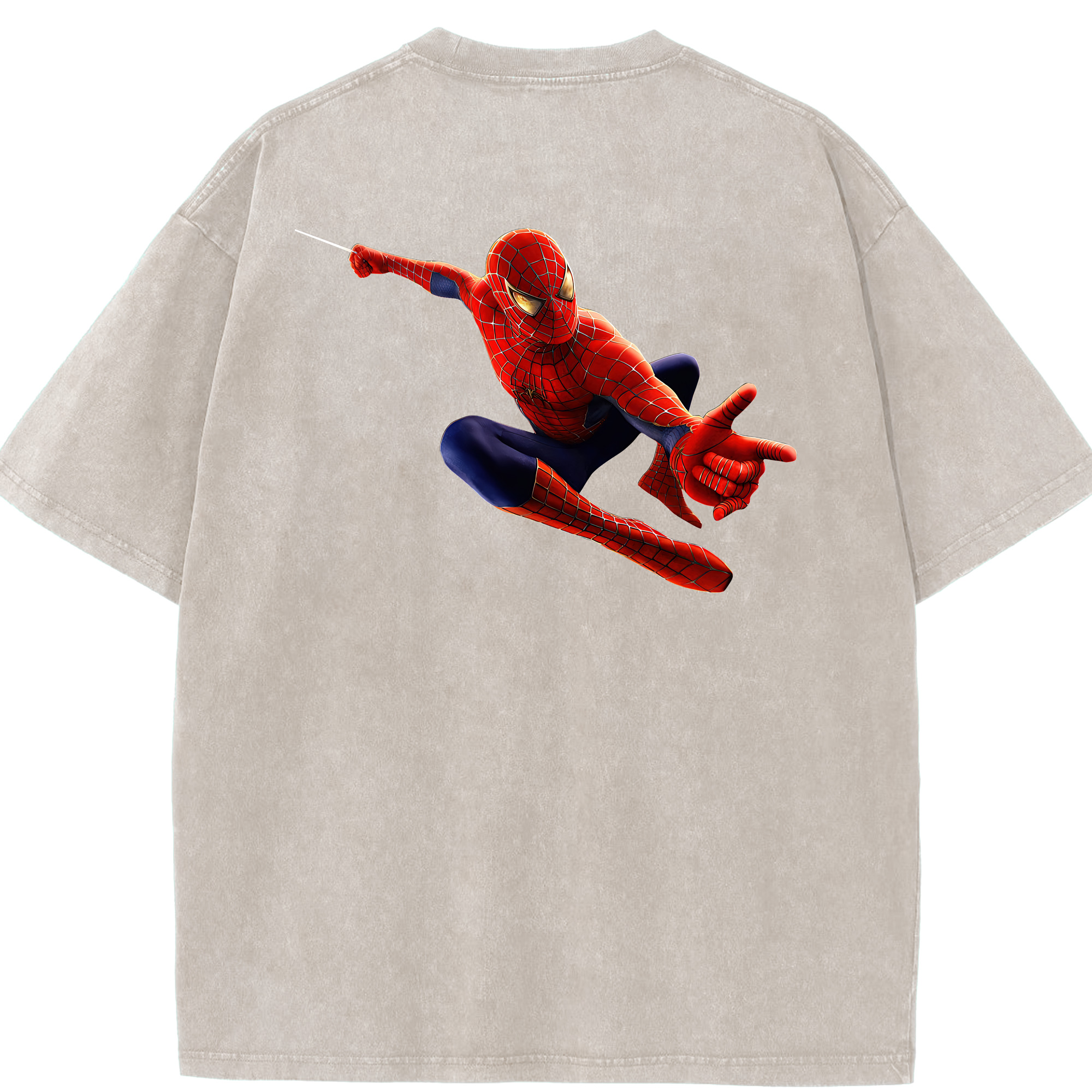 （画像用） Spider Man スパイダーマン 綿100% ヴィンテージ風 半袖Tシャツ（背面プリント）