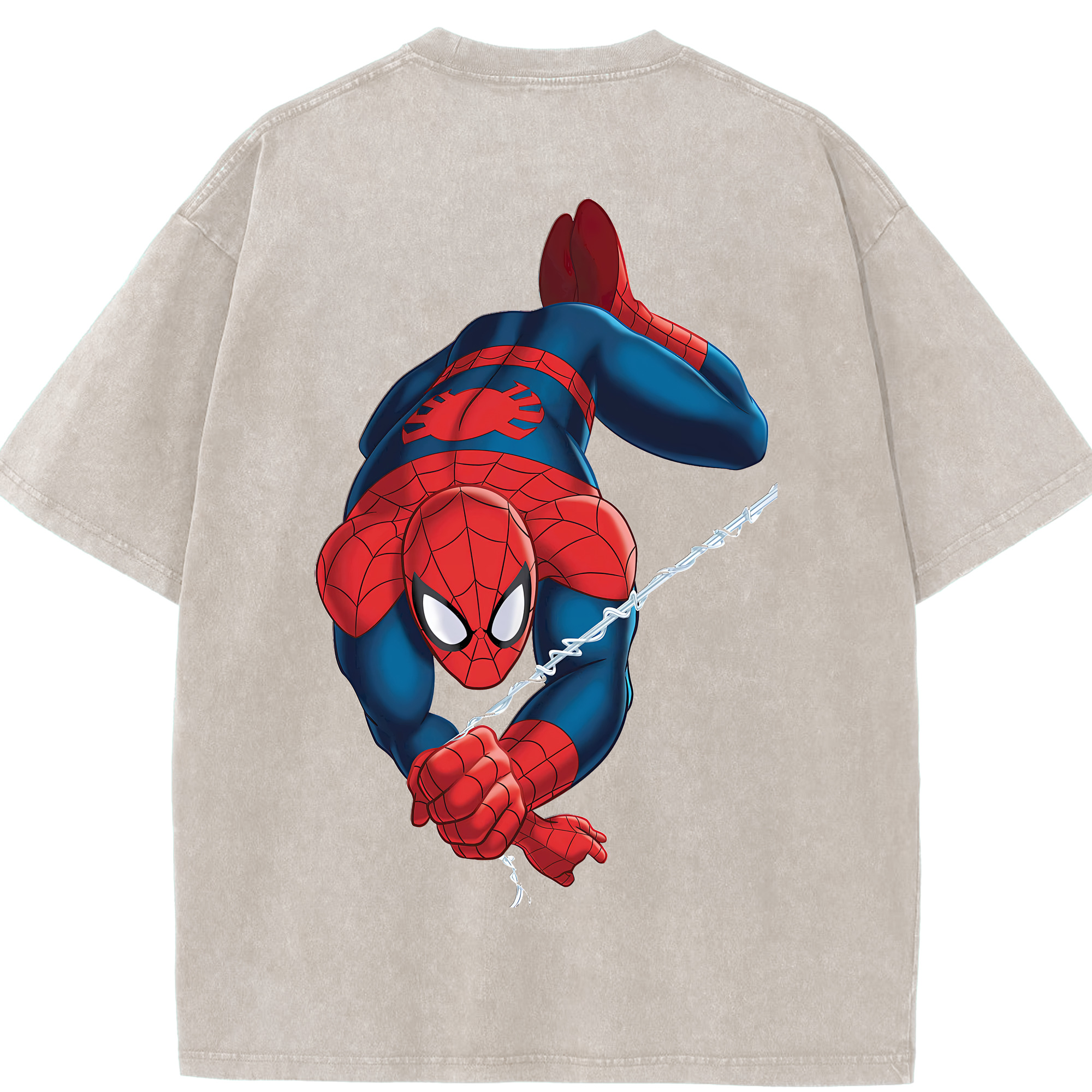 （画像用） Spider Man スパイダーマン 綿100% ヴィンテージ風 半袖Tシャツ（背面プリント）