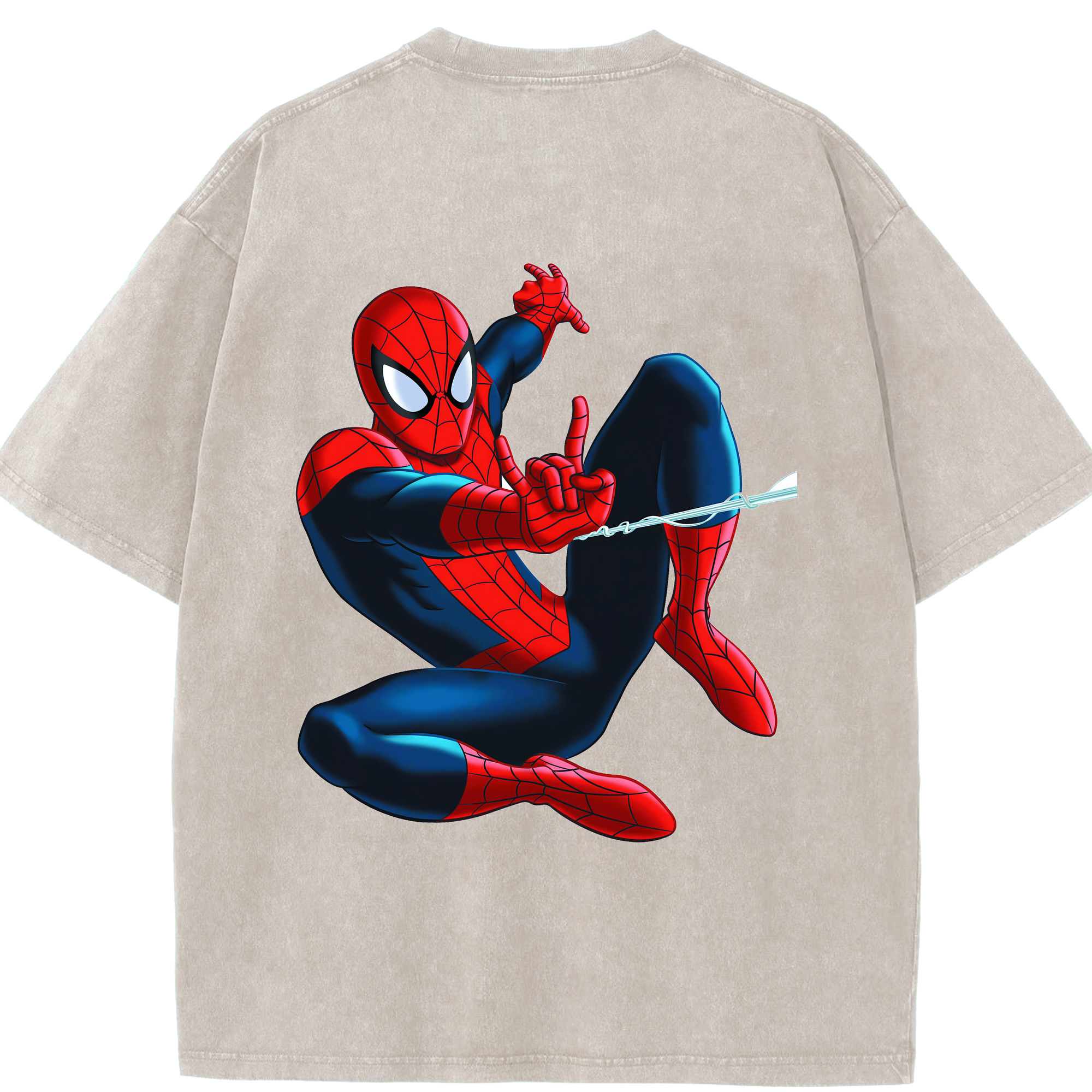 （画像用） Spider Man スパイダーマン 綿100% ヴィンテージ風 半袖Tシャツ（背面プリント）