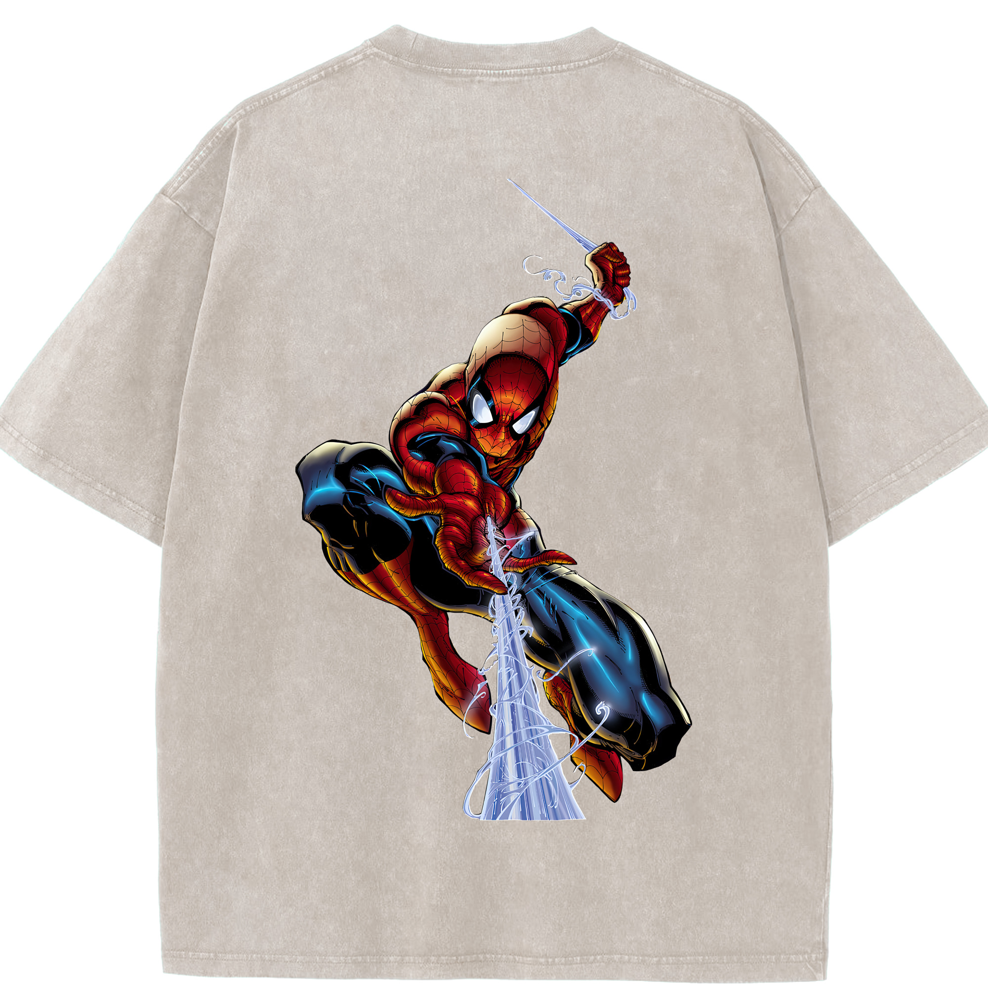 （画像用） Spider Man スパイダーマン 綿100% ヴィンテージ風 半袖Tシャツ（背面プリント）