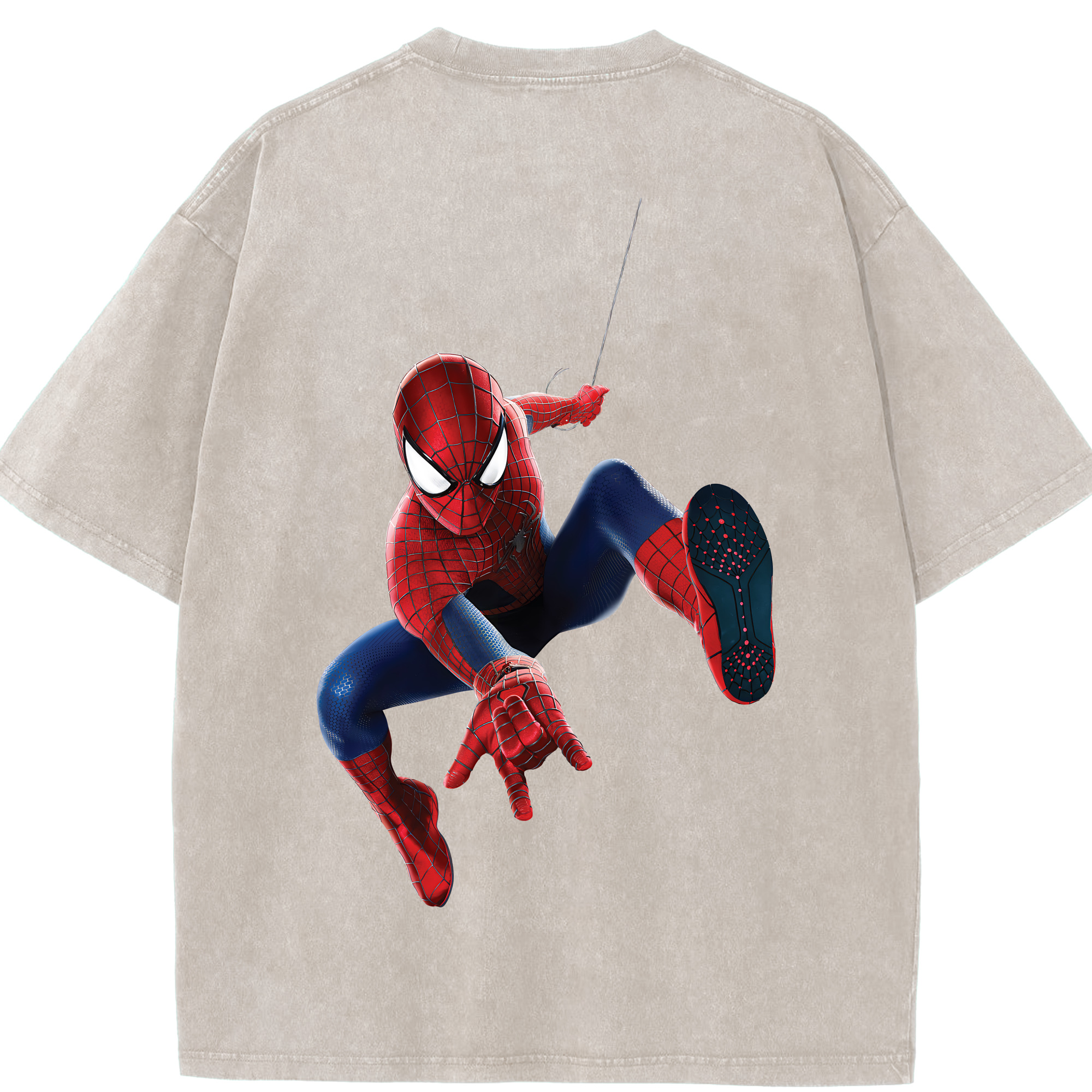 （画像用） Spider Man スパイダーマン 綿100% ヴィンテージ風 半袖Tシャツ（背面プリント）
