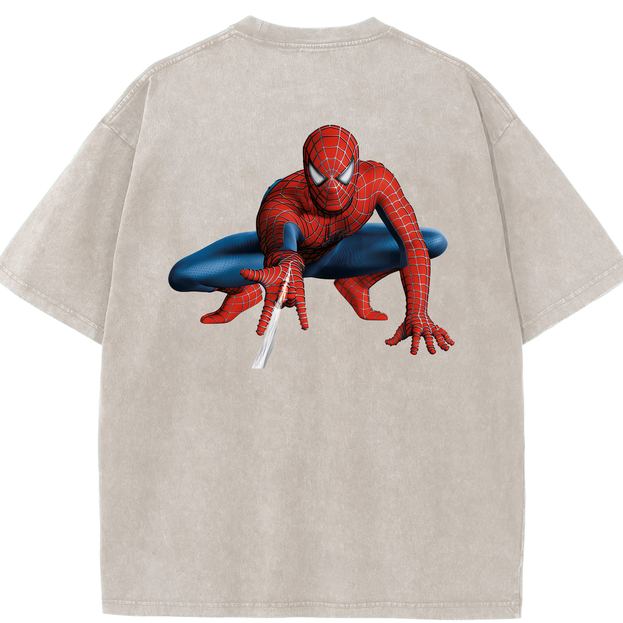 （画像用） Spider Man スパイダーマン 綿100% ヴィンテージ風 半袖Tシャツ（背面プリント）