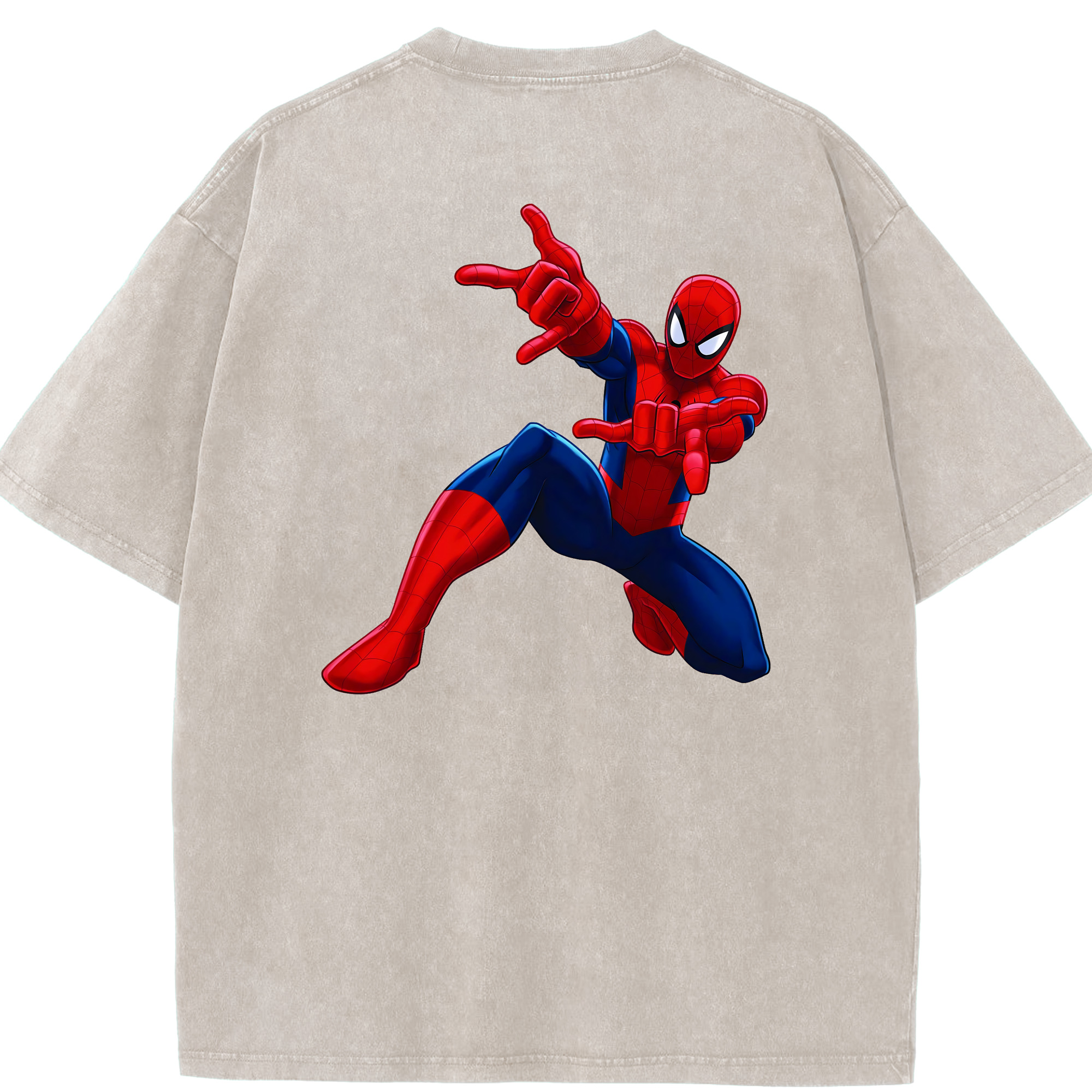 （画像用） Spider Man スパイダーマン 綿100% ヴィンテージ風 半袖Tシャツ（背面プリント）