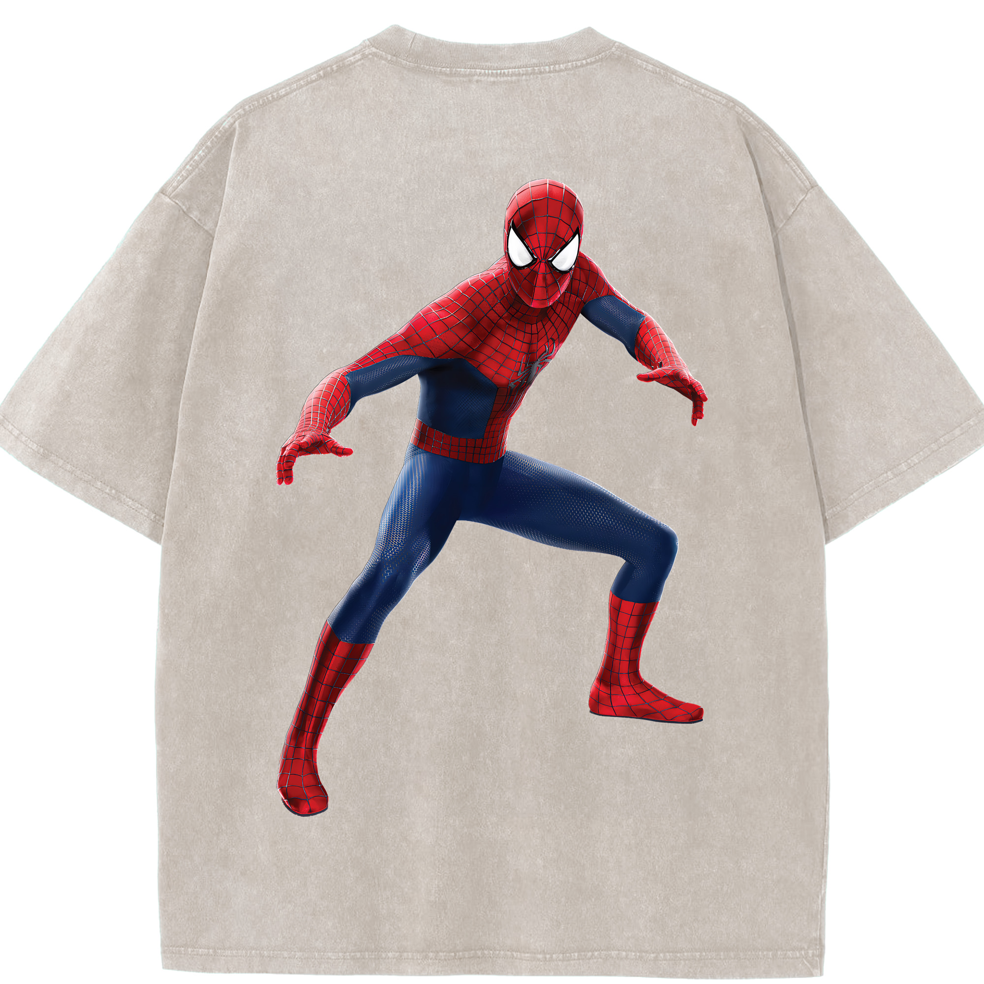 （画像用） Spider Man スパイダーマン 綿100% ヴィンテージ風 半袖Tシャツ（背面プリント）