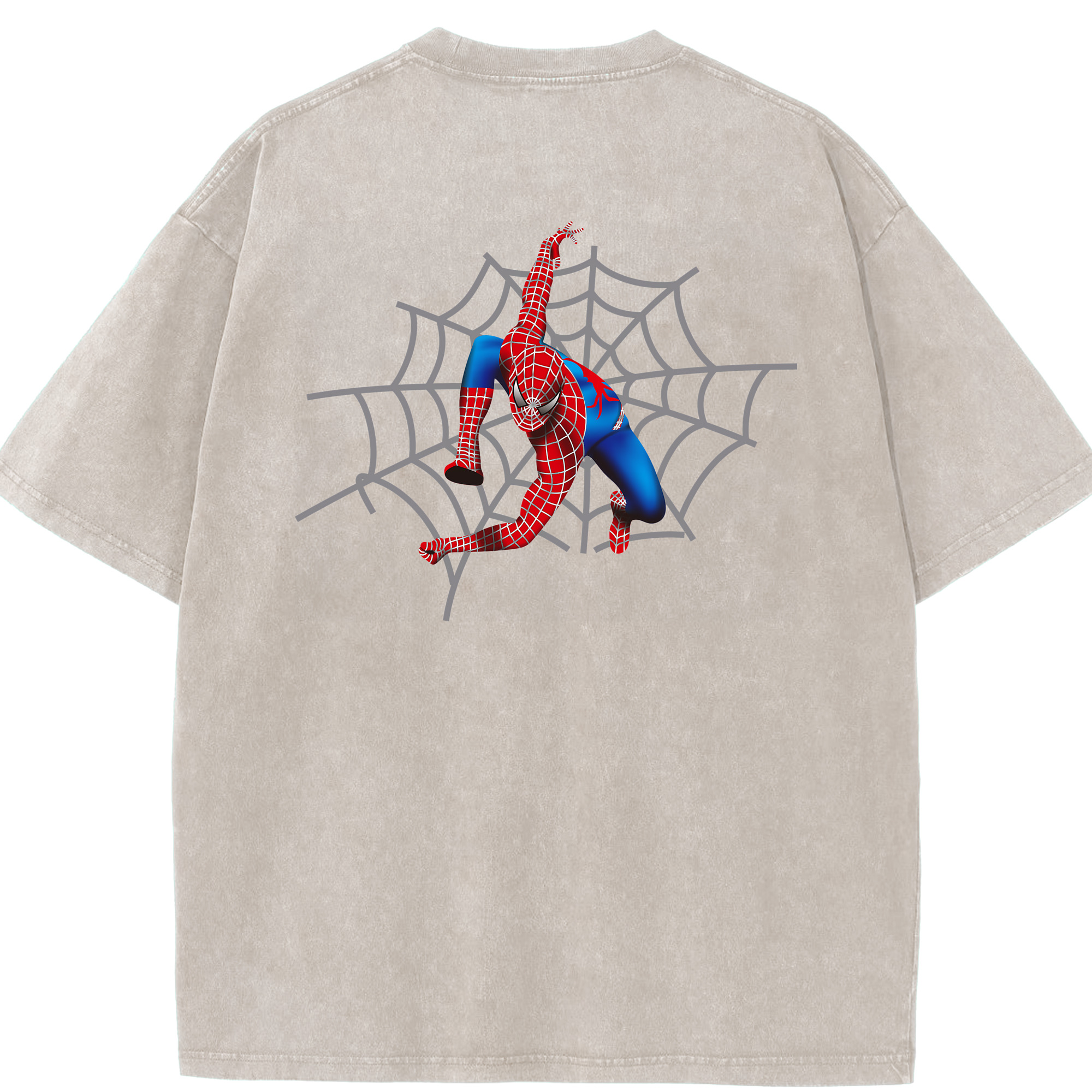 （画像用） Spider Man スパイダーマン 綿100% ヴィンテージ風 半袖Tシャツ（背面プリント）