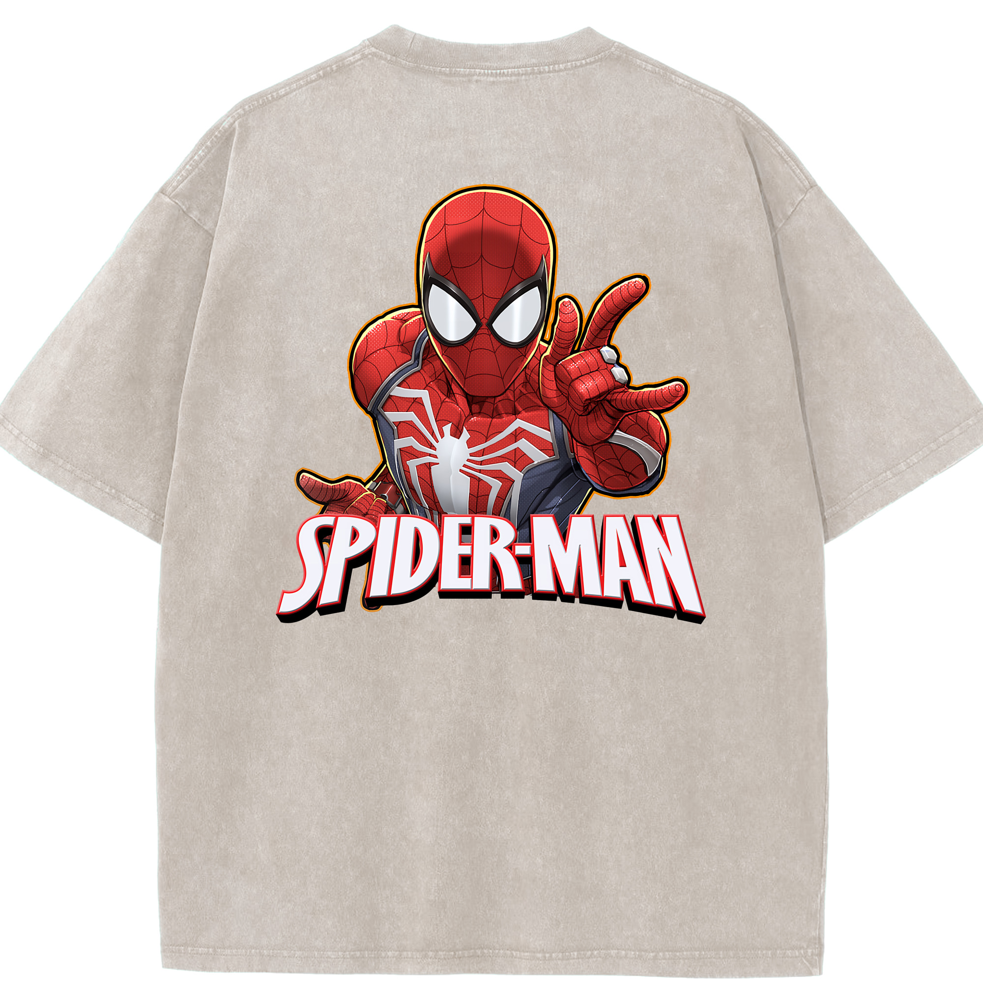 （画像用） Spider Man スパイダーマン 綿100% ヴィンテージ風 半袖Tシャツ（背面プリント）