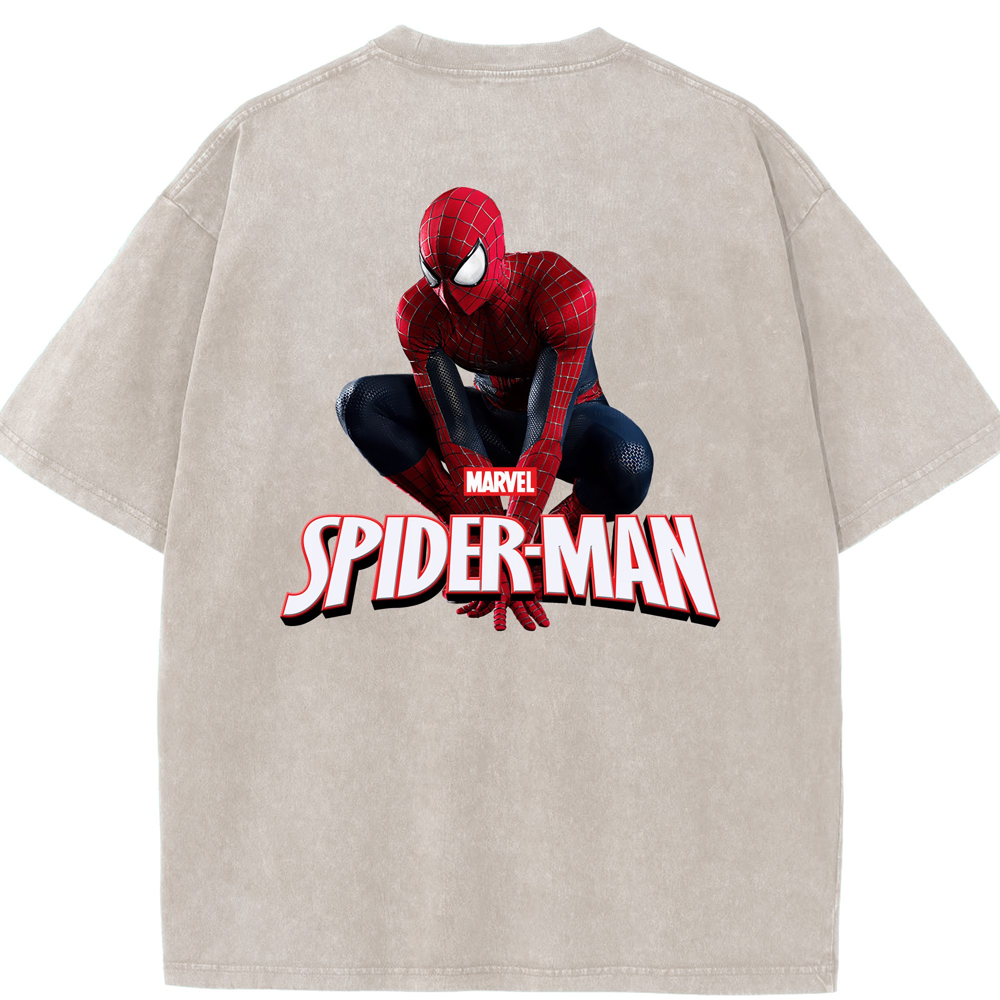 （画像用） Spider Man スパイダーマン 綿100% ヴィンテージ風 半袖Tシャツ（背面プリント）