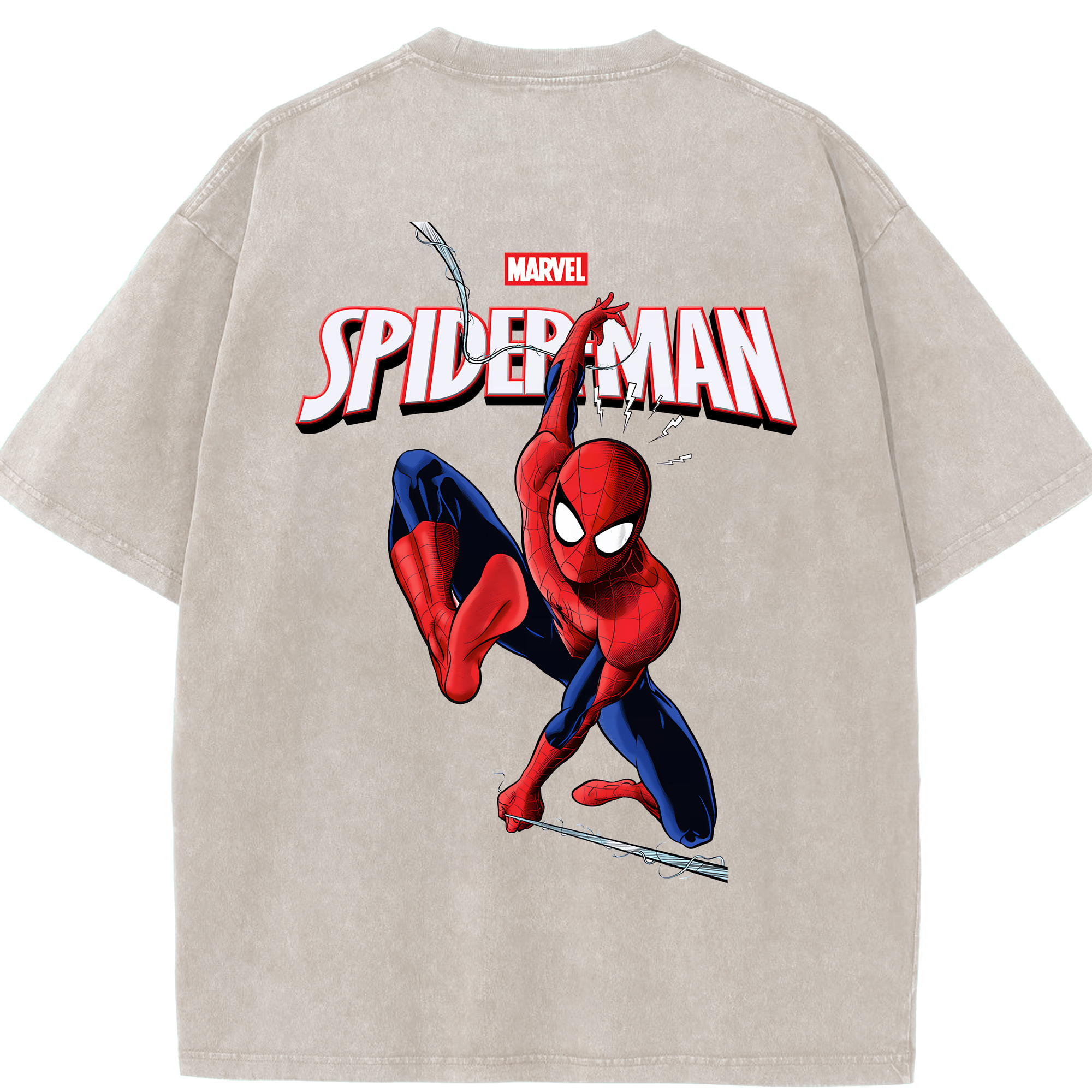 （画像用） Spider Man スパイダーマン 綿100% ヴィンテージ風 半袖Tシャツ（背面プリント）