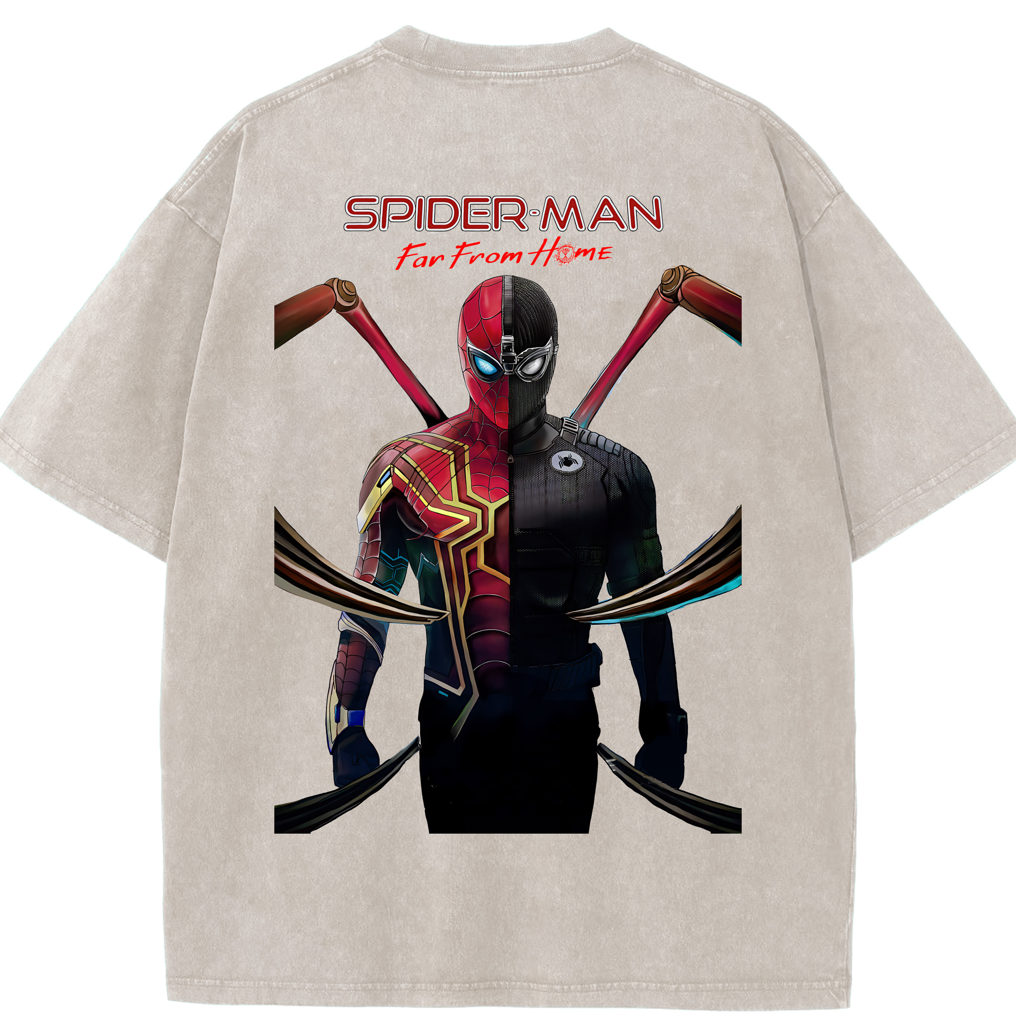（画像用） Spider Man スパイダーマン 綿100% ヴィンテージ風 半袖Tシャツ（背面プリント）