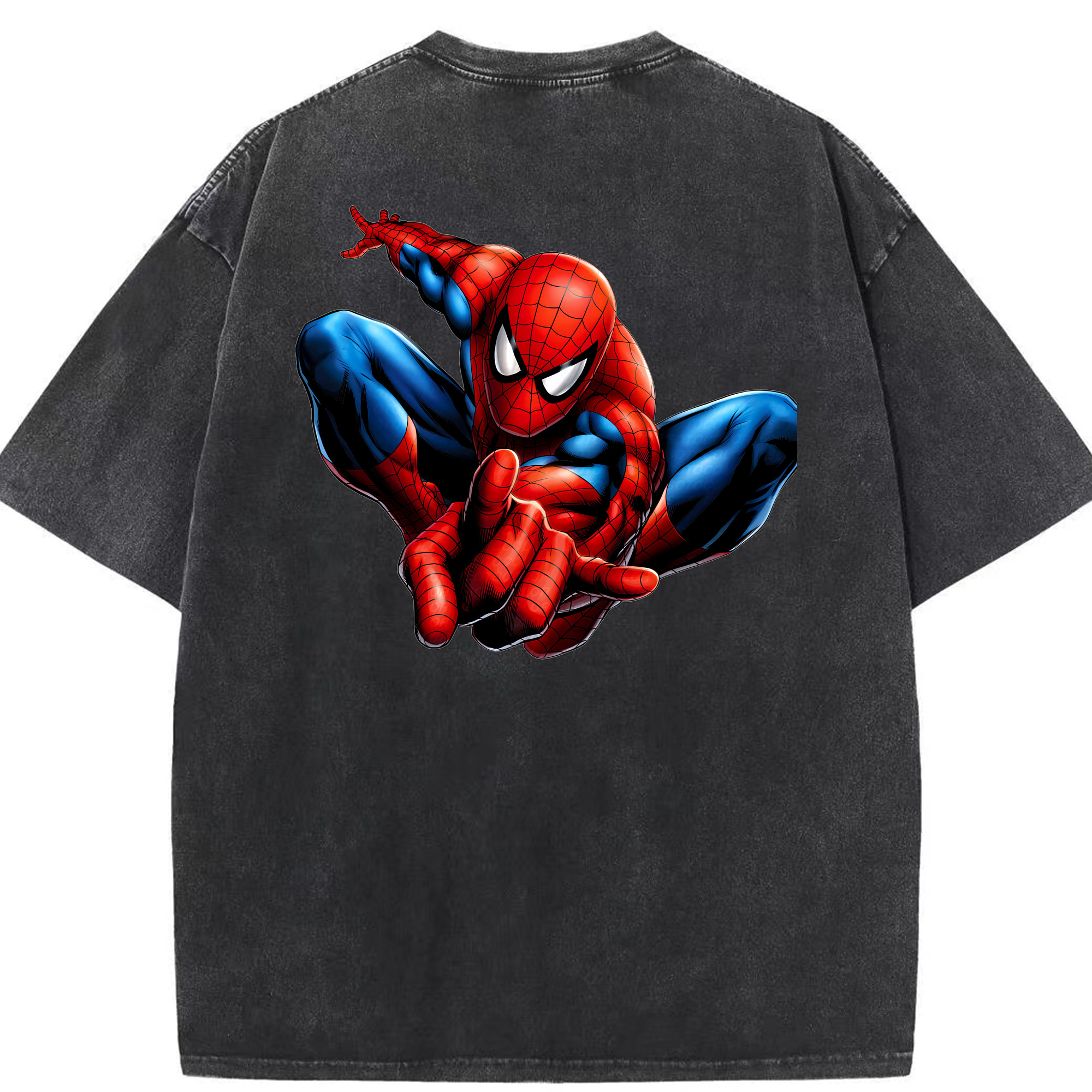 （画像用） Spider Man スパイダーマン 綿100% ヴィンテージ風 半袖Tシャツ（背面プリント）