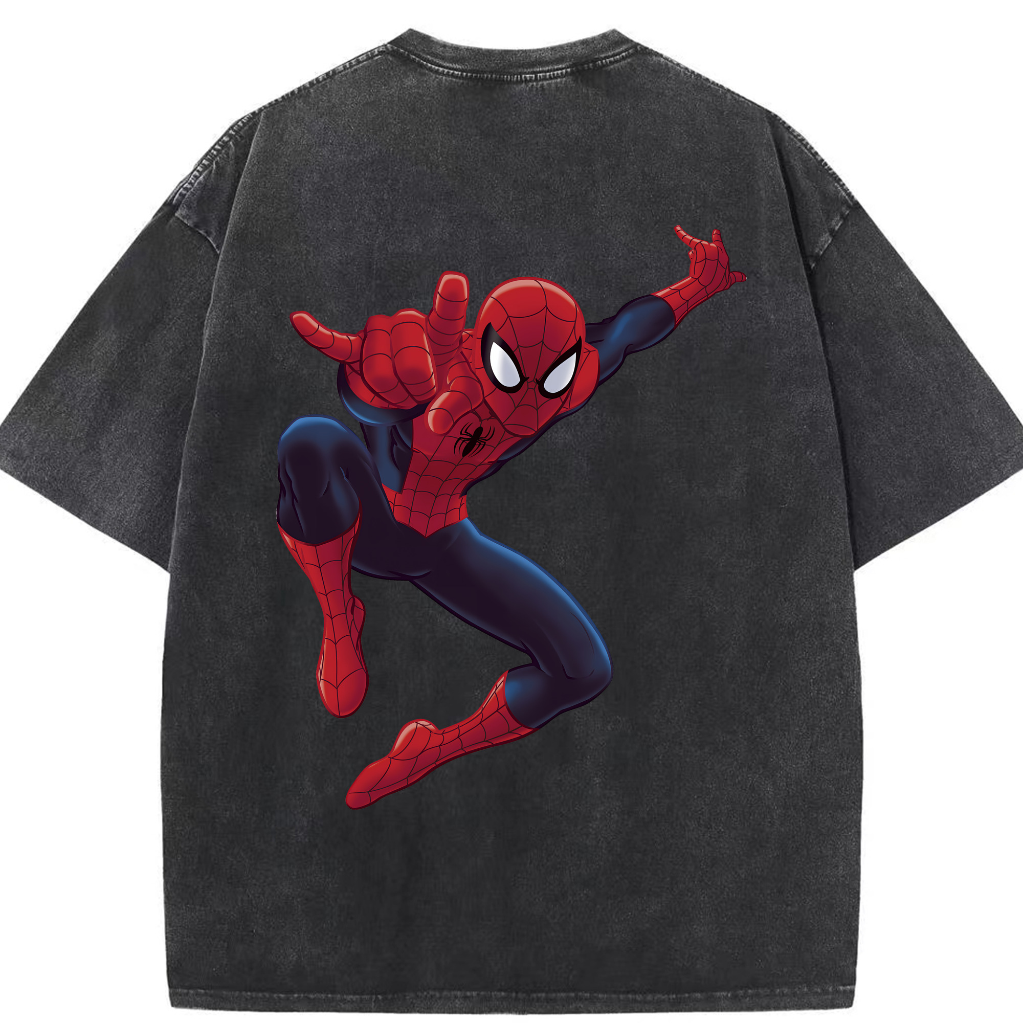 （画像用） Spider Man スパイダーマン 綿100% ヴィンテージ風 半袖Tシャツ（背面プリント）