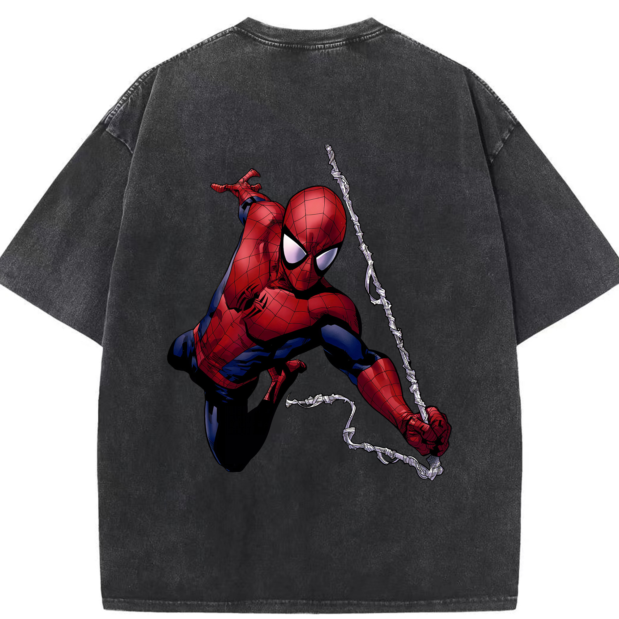 （画像用） Spider Man スパイダーマン 綿100% ヴィンテージ風 半袖Tシャツ（背面プリント）