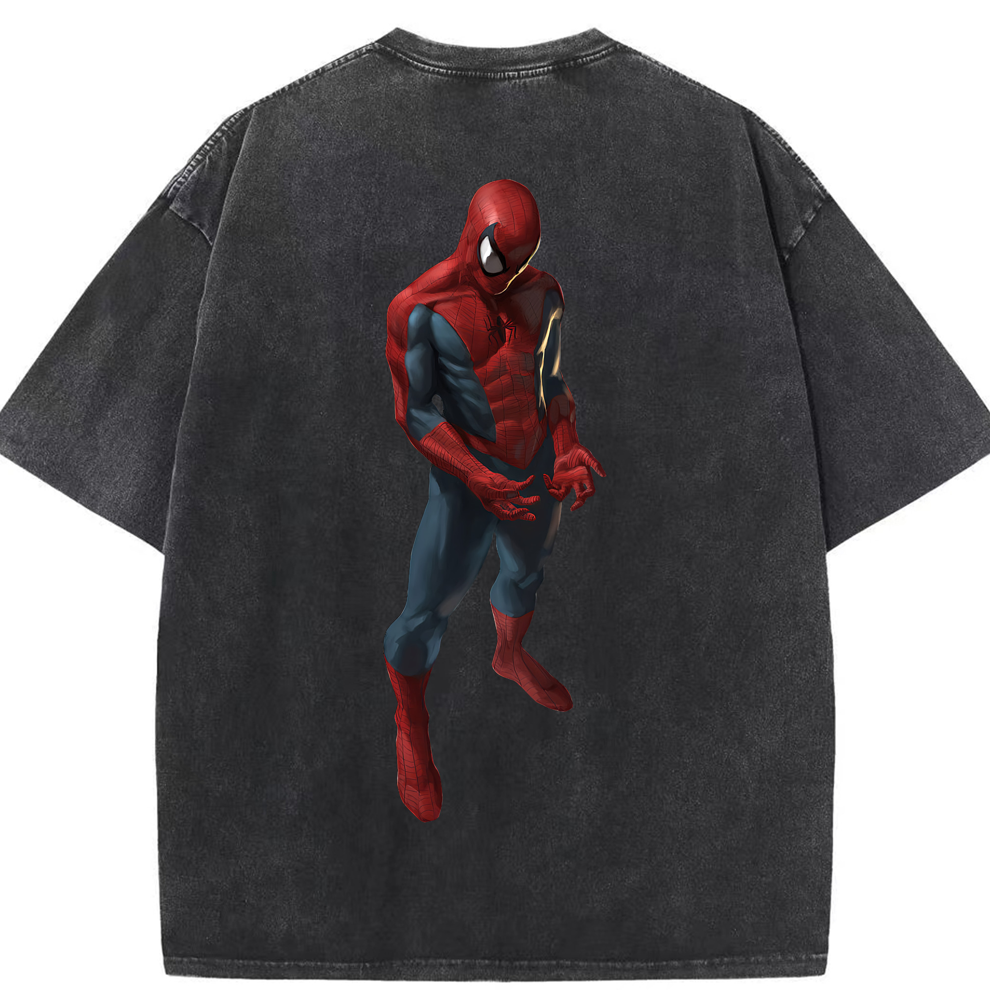 （画像用） Spider Man スパイダーマン 綿100% ヴィンテージ風 半袖Tシャツ（背面プリント）