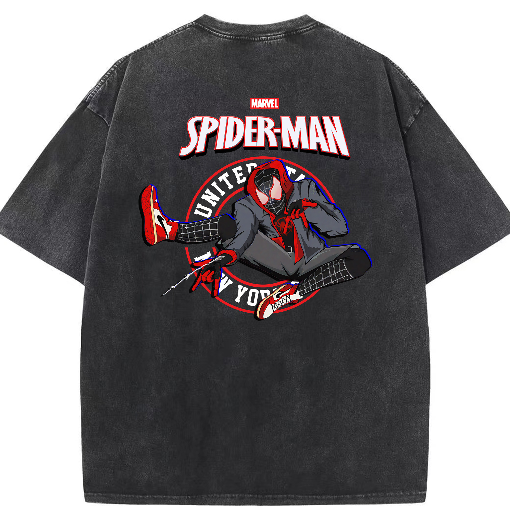 （画像用） Spider Man スパイダーマン 綿100% ヴィンテージ風 半袖Tシャツ（背面プリント）