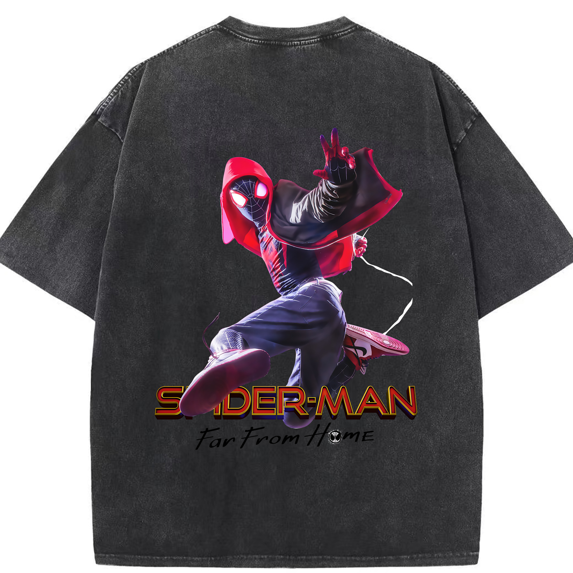 （画像用） Spider Man スパイダーマン 綿100% ヴィンテージ風 半袖Tシャツ（背面プリント）