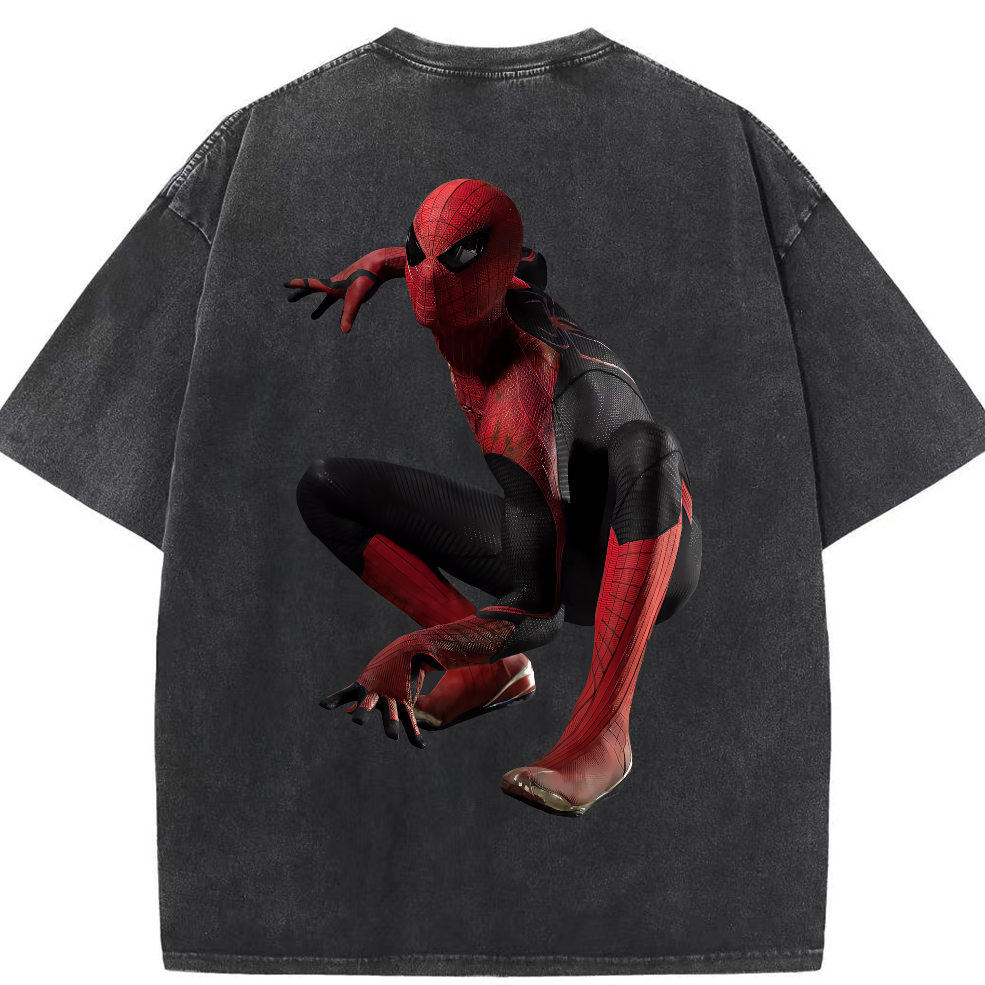 （画像用） Spider Man スパイダーマン 綿100% ヴィンテージ風 半袖Tシャツ（背面プリント）