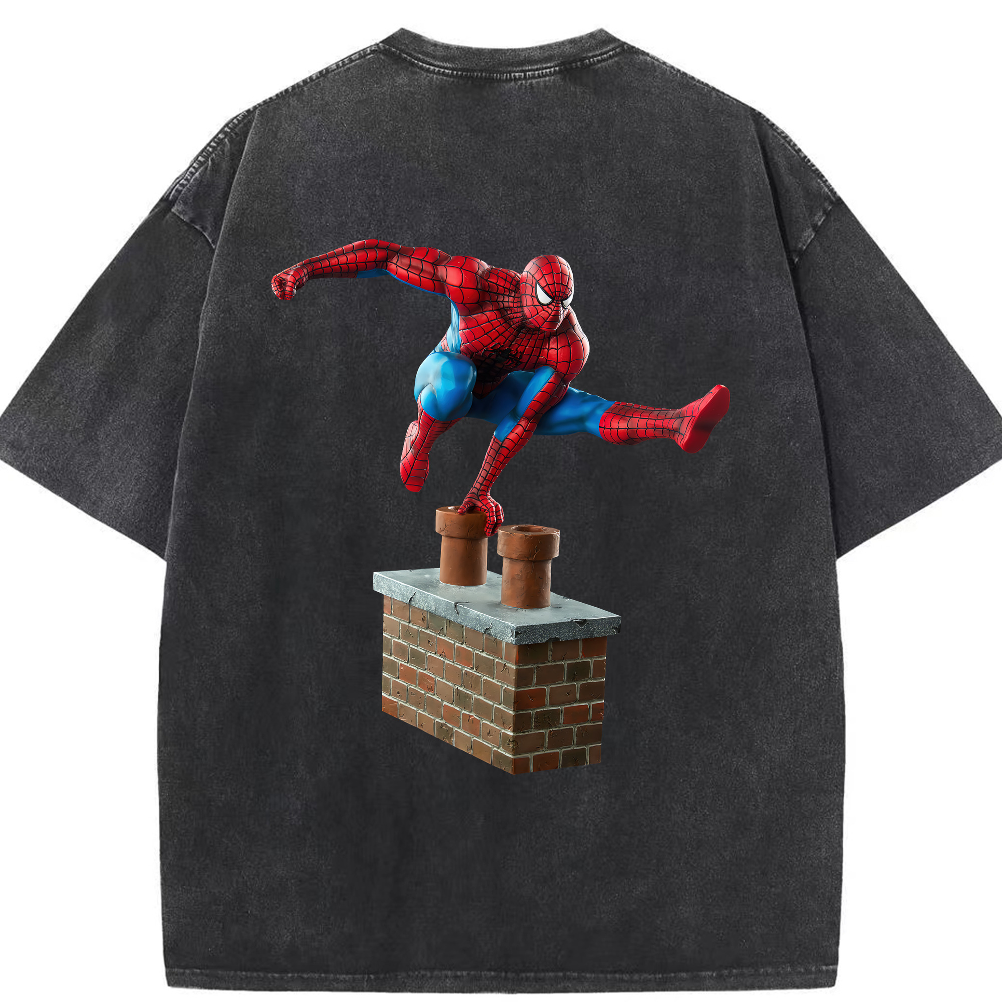 （画像用） Spider Man スパイダーマン 綿100% ヴィンテージ風 半袖Tシャツ（背面プリント）