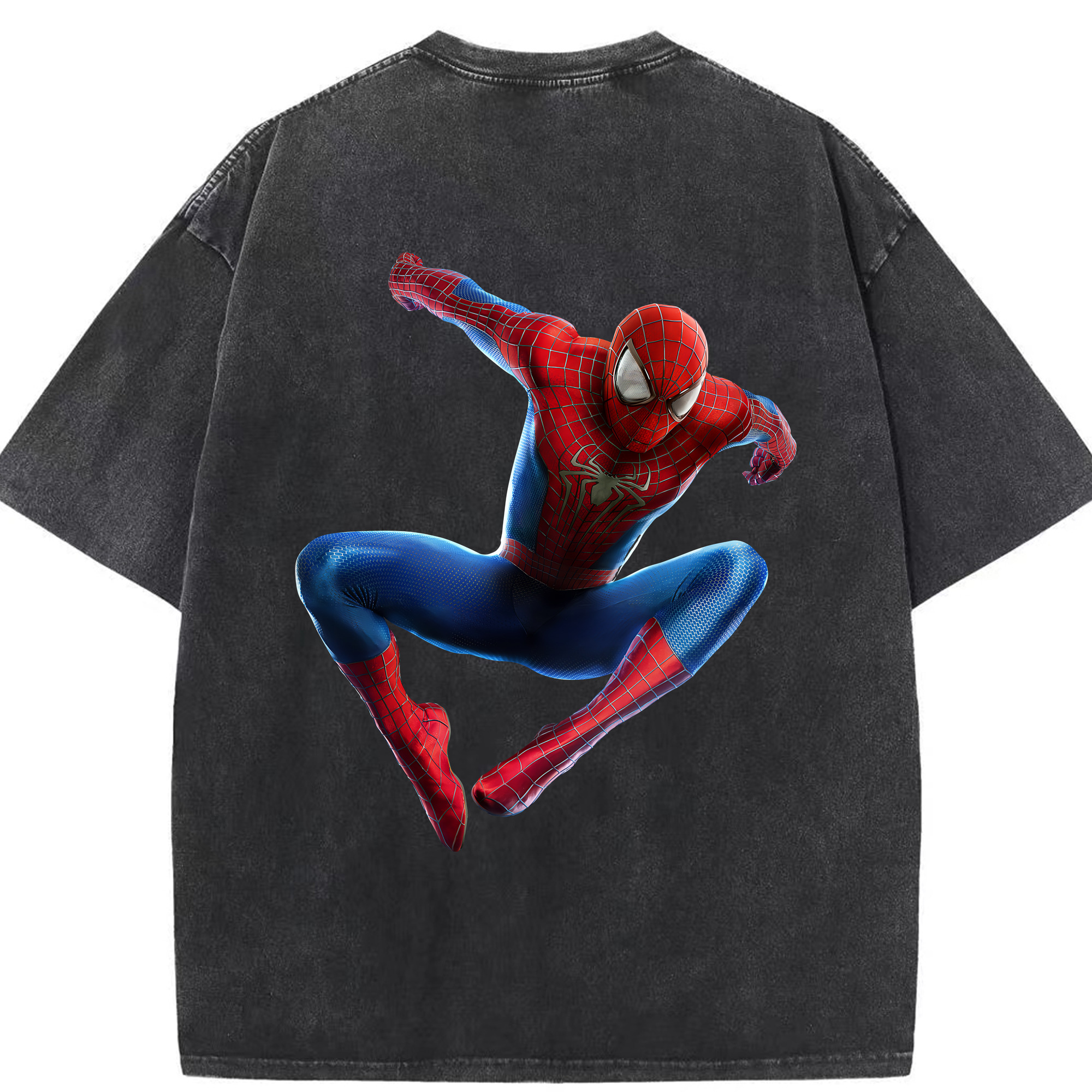 （画像用） Spider Man スパイダーマン 綿100% ヴィンテージ風 半袖Tシャツ（背面プリント）