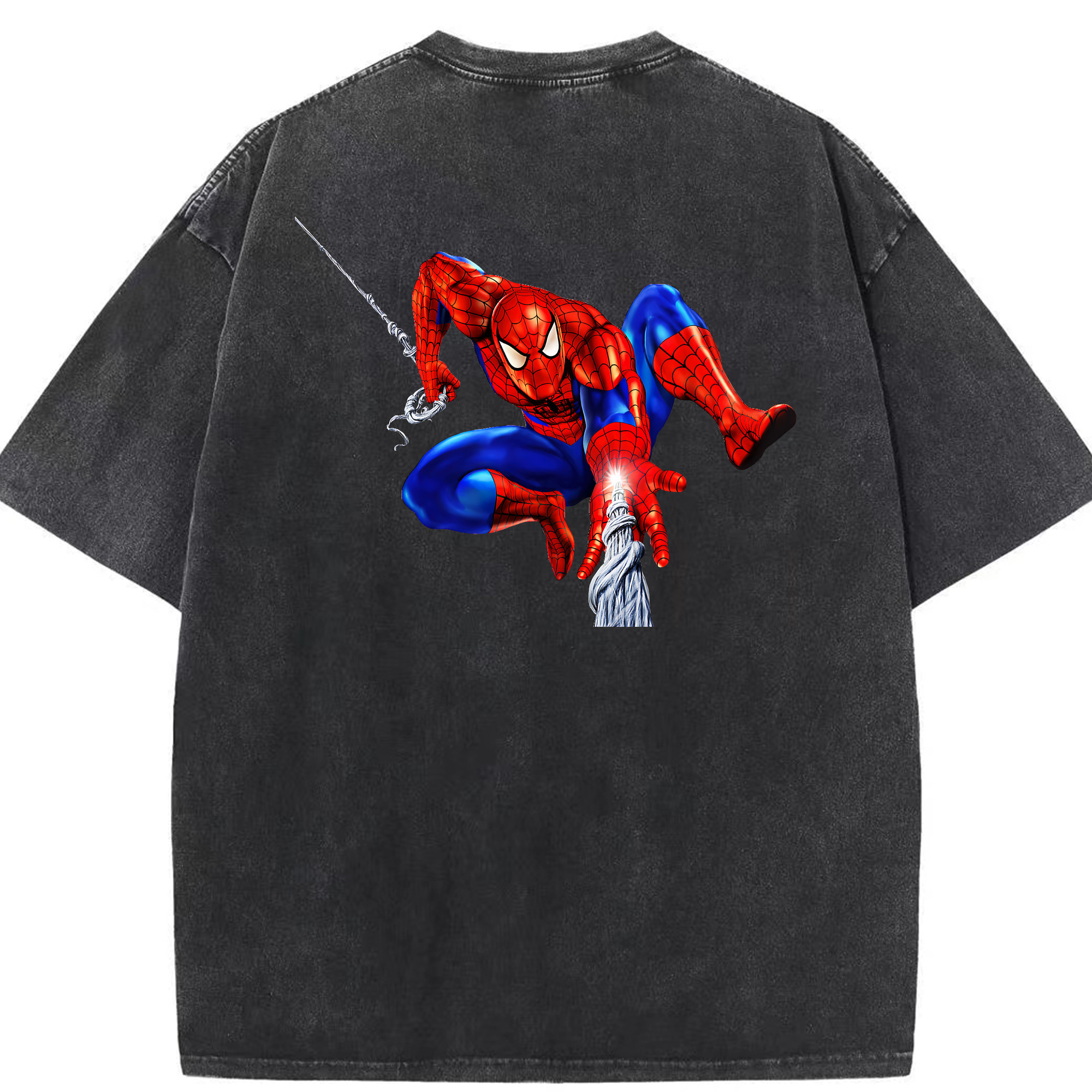 （画像用） Spider Man スパイダーマン 綿100% ヴィンテージ風 半袖Tシャツ（背面プリント）