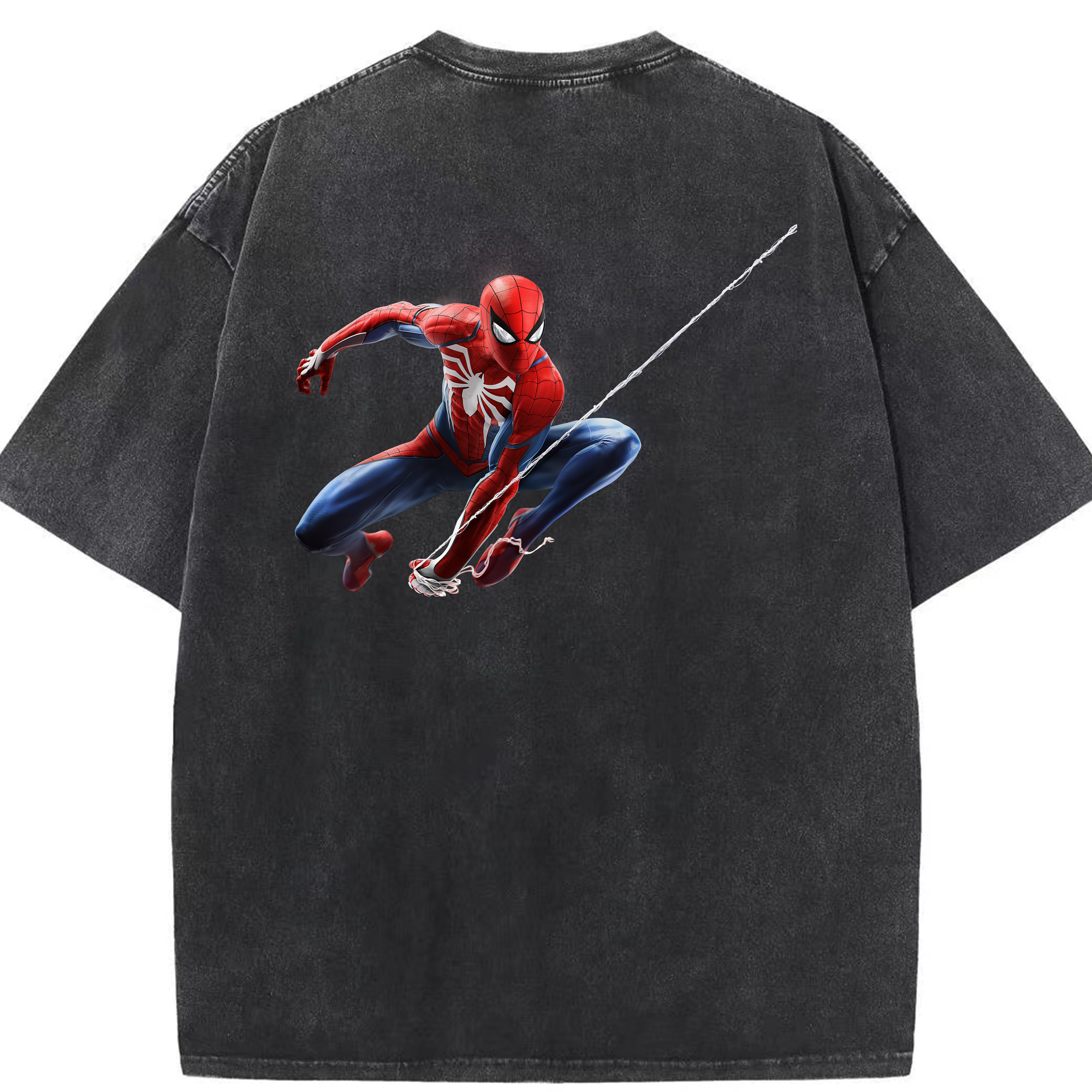 （画像用） Spider Man スパイダーマン 綿100% ヴィンテージ風 半袖Tシャツ（背面プリント）