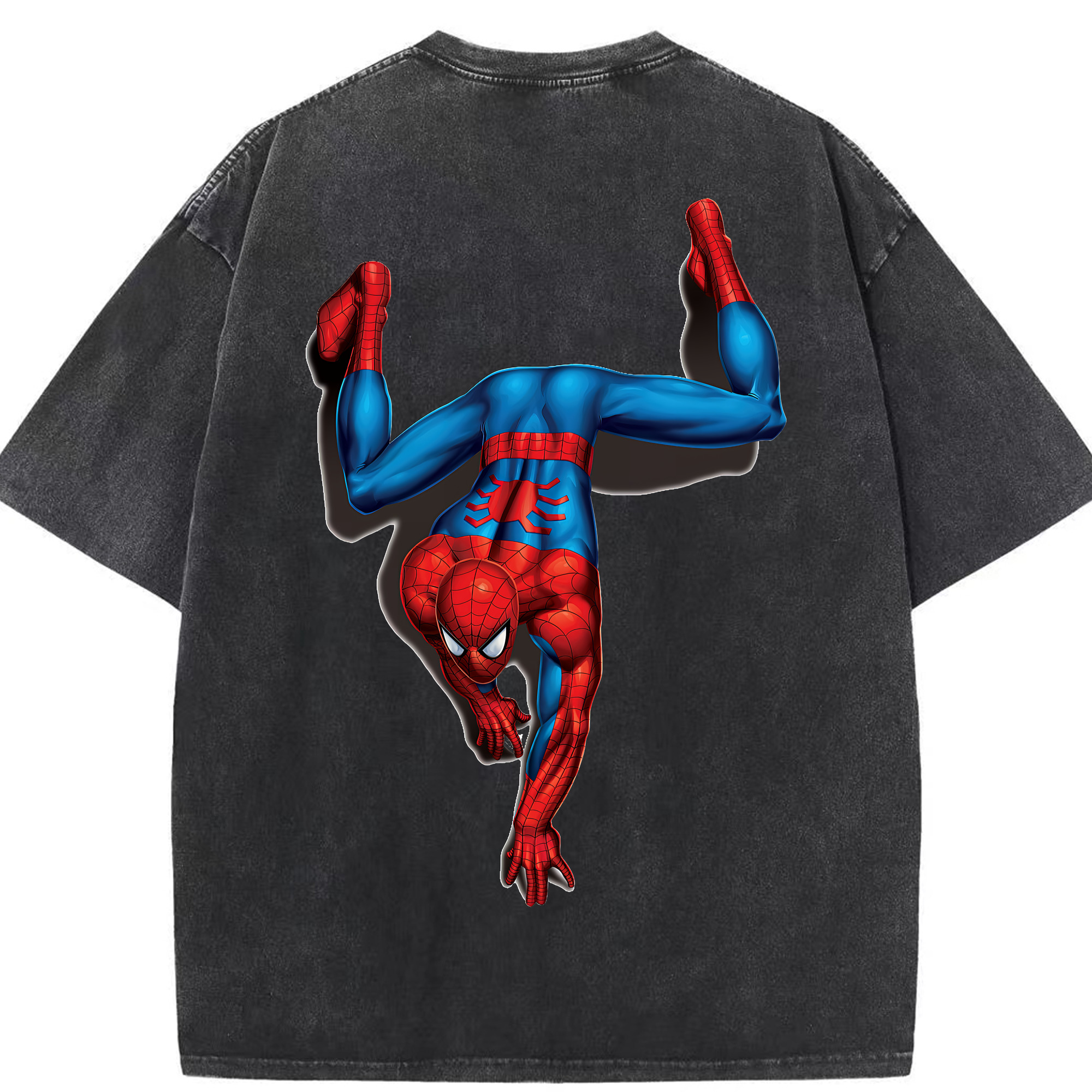 （画像用） Spider Man スパイダーマン 綿100% ヴィンテージ風 半袖Tシャツ（背面プリント）