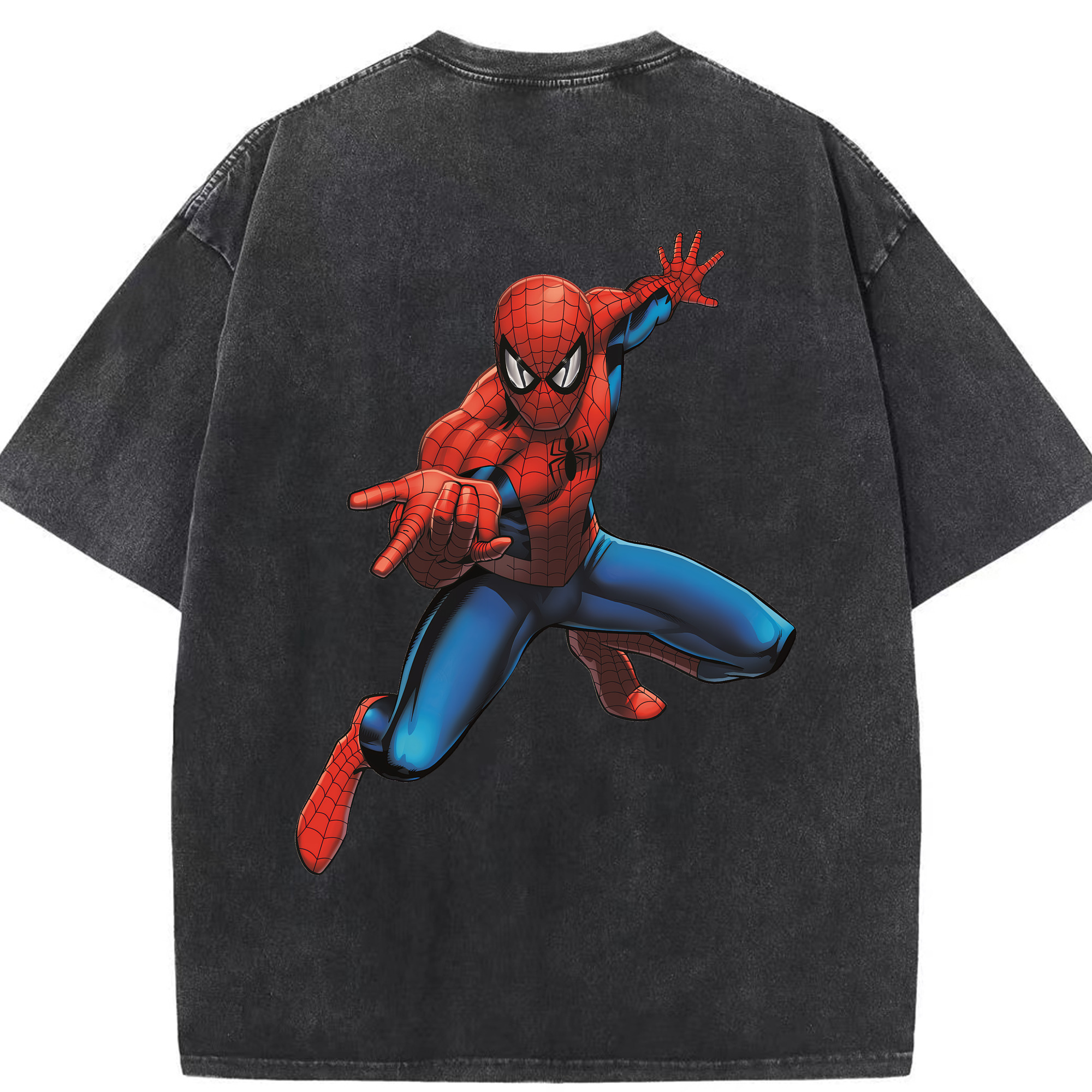 （画像用） Spider Man スパイダーマン 綿100% ヴィンテージ風 半袖Tシャツ（背面プリント）