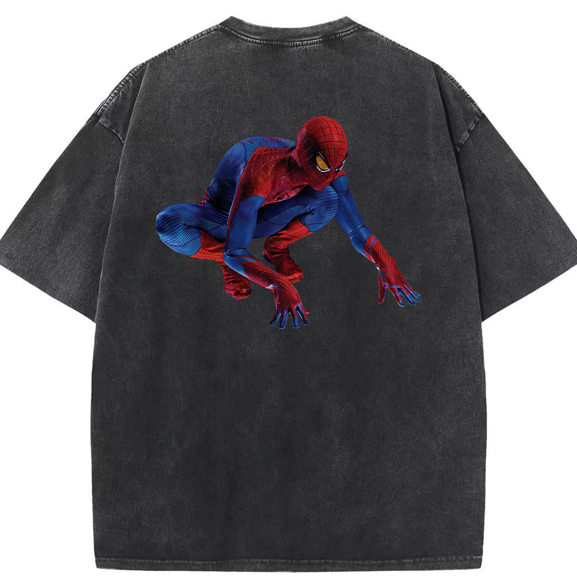 （画像用） Spider Man スパイダーマン 綿100% ヴィンテージ風 半袖Tシャツ（背面プリント）