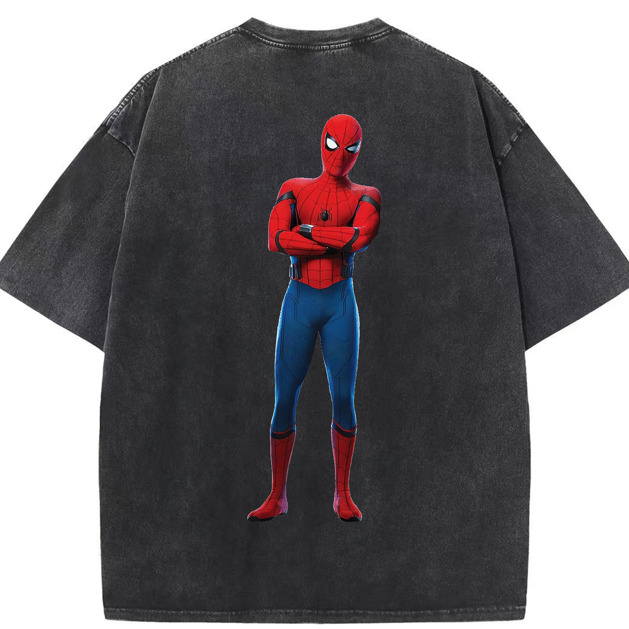 （画像用） Spider Man スパイダーマン 綿100% ヴィンテージ風 半袖Tシャツ（背面プリント）
