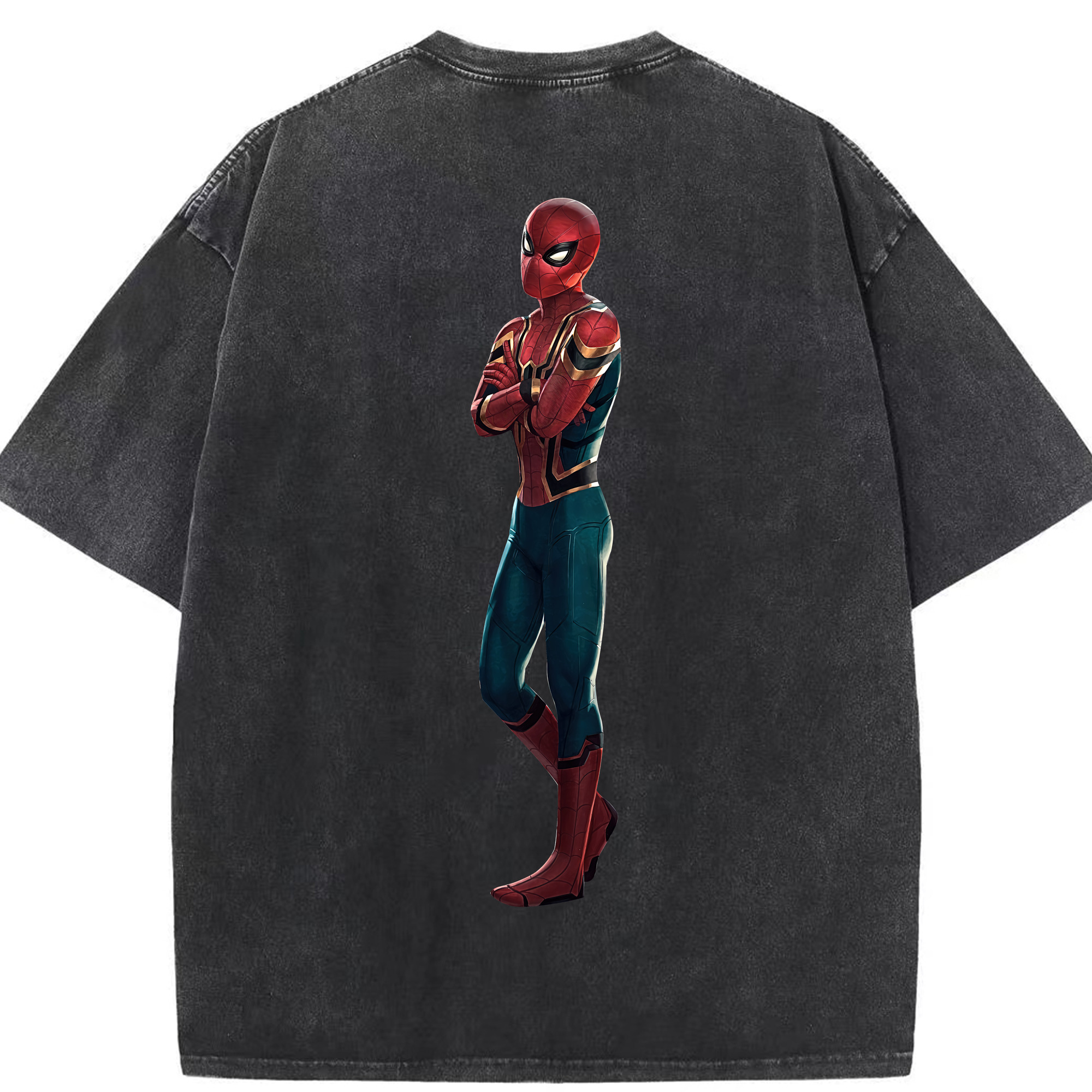 （画像用） Spider Man スパイダーマン 綿100% ヴィンテージ風 半袖Tシャツ（背面プリント）