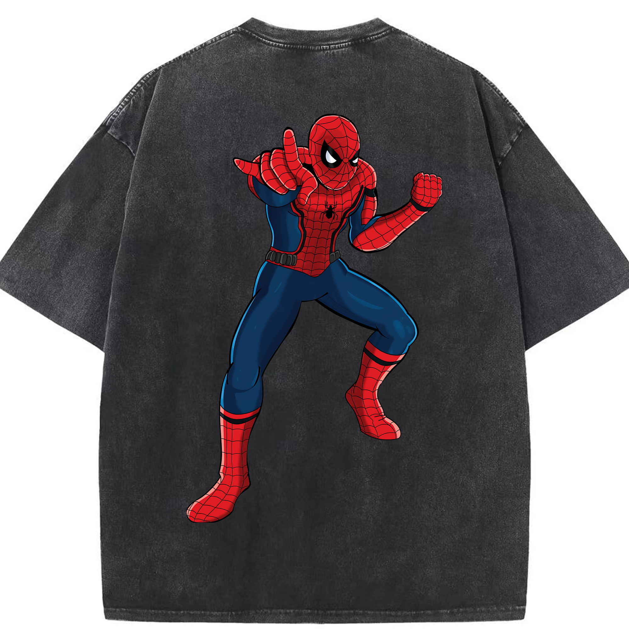 （画像用） Spider Man スパイダーマン 綿100% ヴィンテージ風 半袖Tシャツ（背面プリント）