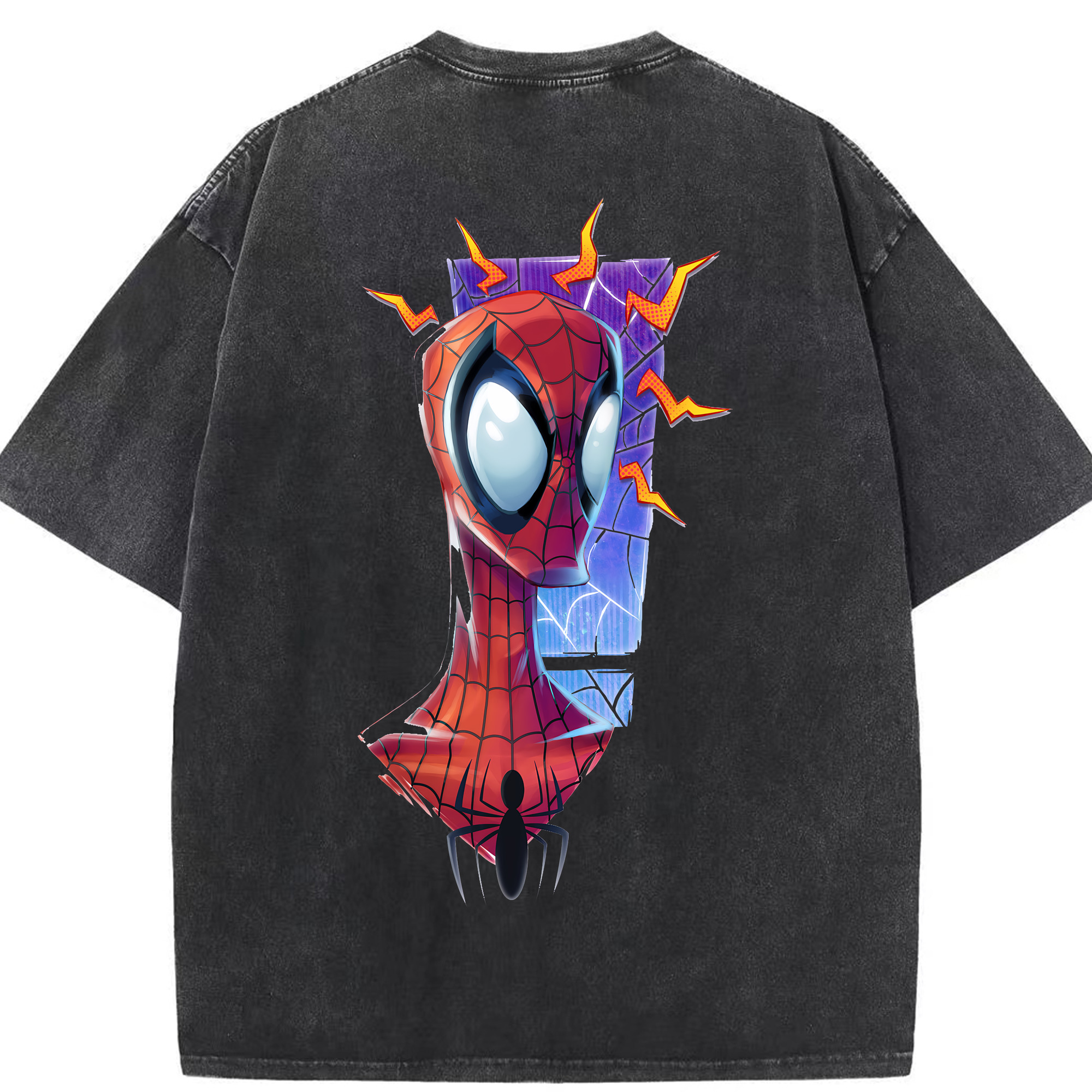 （画像用） Spider Man スパイダーマン 綿100% ヴィンテージ風 半袖Tシャツ（背面プリント）