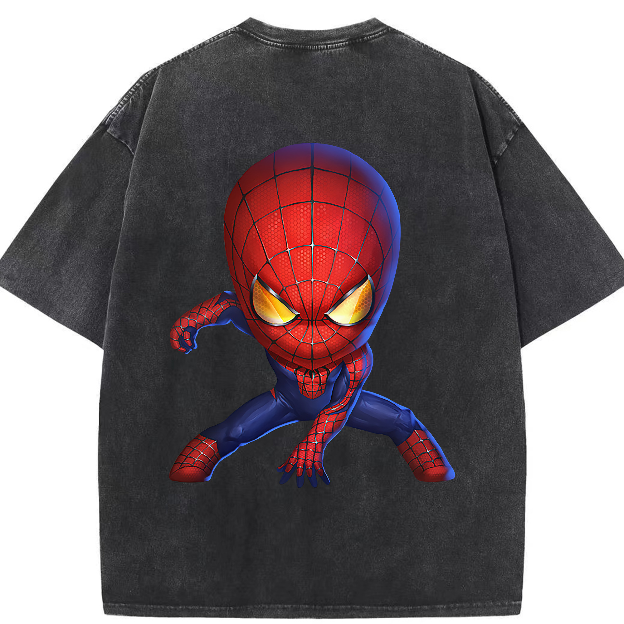 （画像用） Spider Man スパイダーマン 綿100% ヴィンテージ風 半袖Tシャツ（背面プリント）