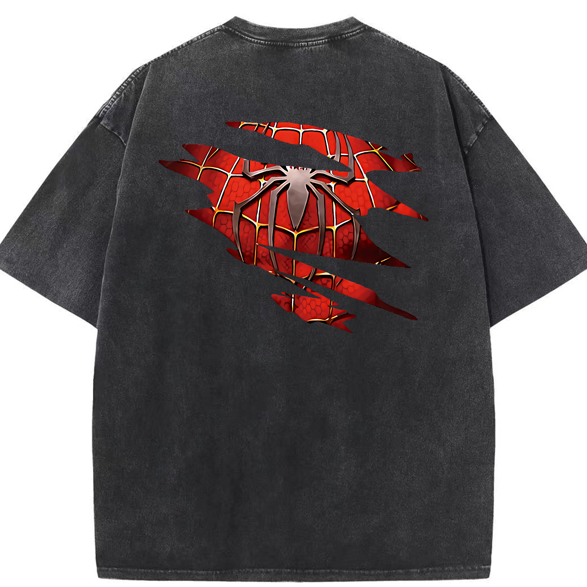 （画像用） Spider Man スパイダーマン 綿100% ヴィンテージ風 半袖Tシャツ（背面プリント）