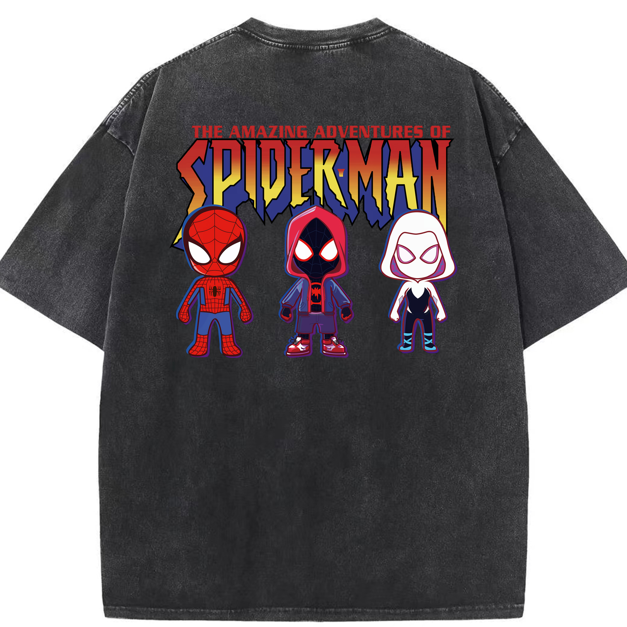 （画像用） Spider Man スパイダーマン 綿100% ヴィンテージ風 半袖Tシャツ（背面プリント）