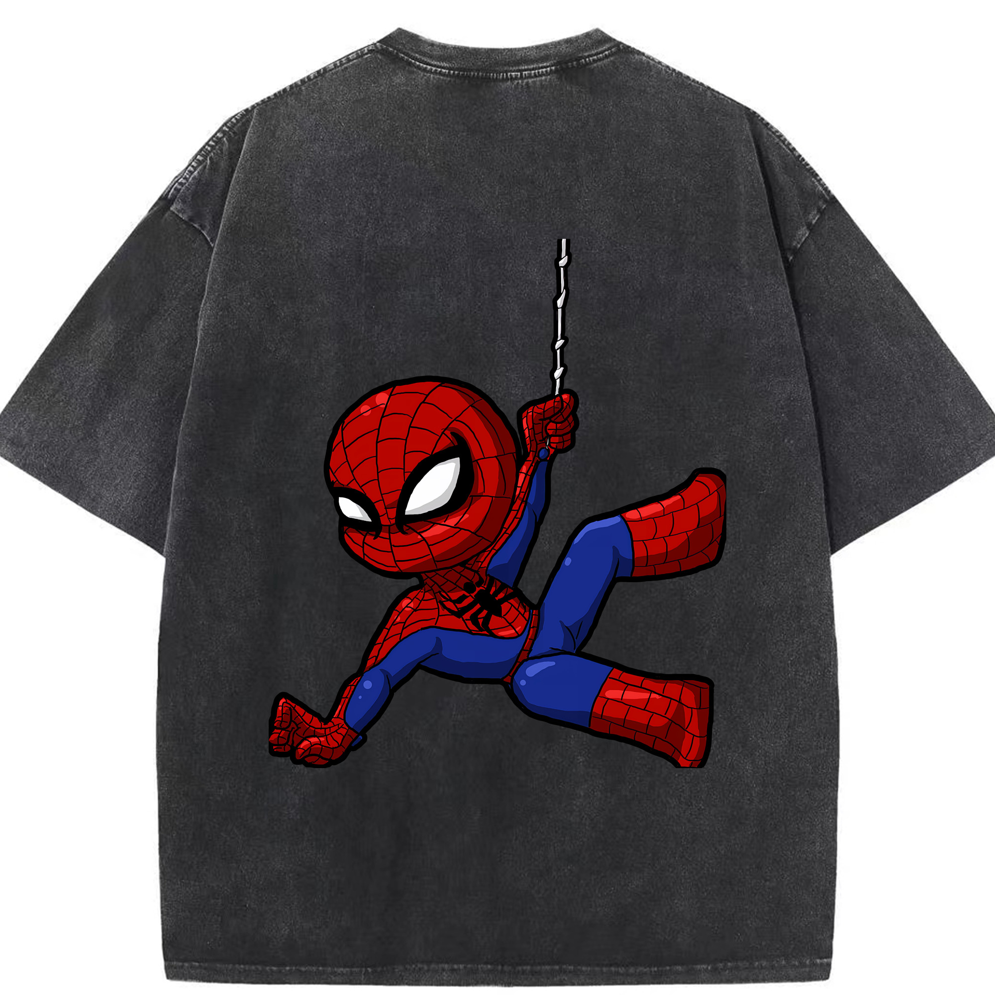 （画像用） Spider Man スパイダーマン 綿100% ヴィンテージ風 半袖Tシャツ（背面プリント）