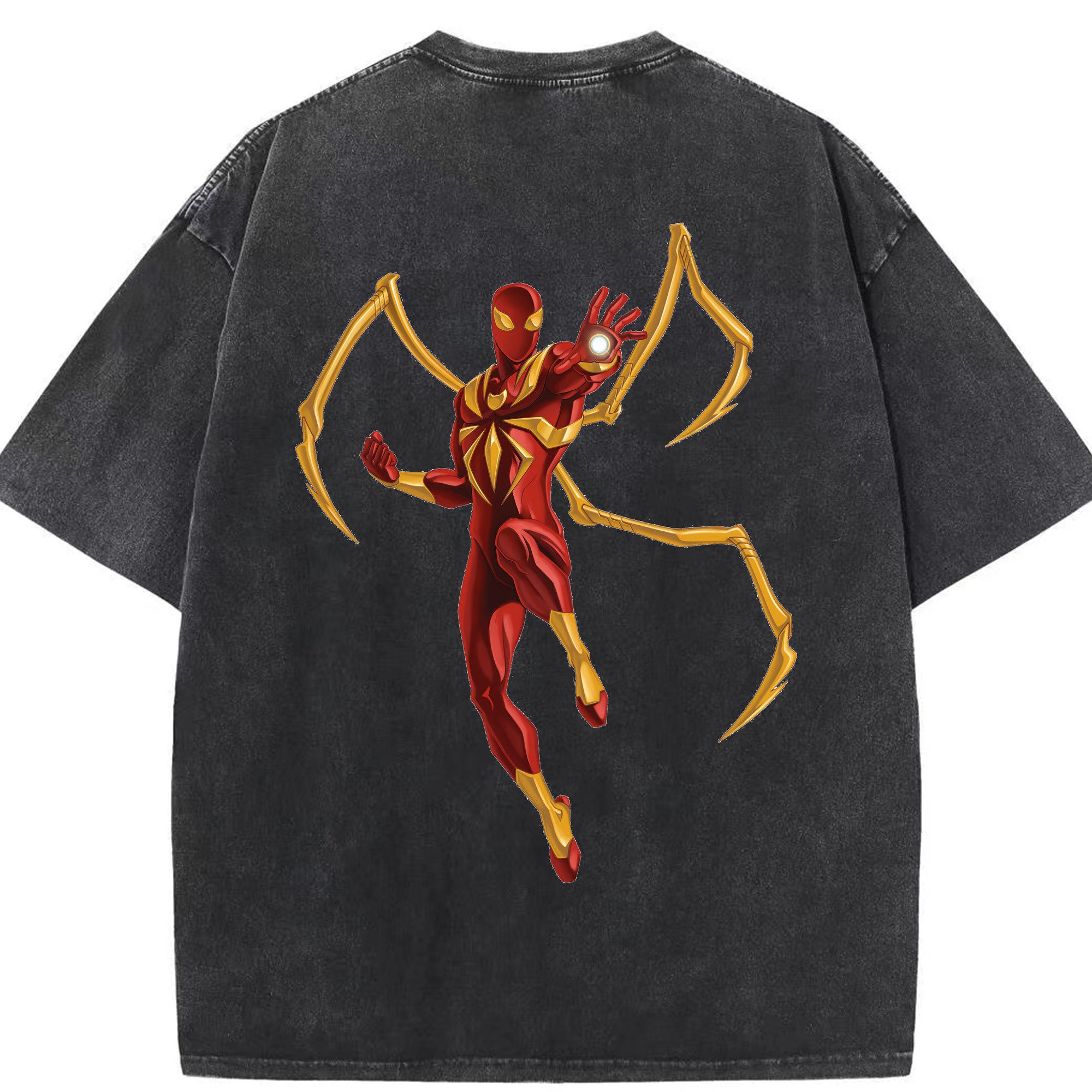 （画像用） Spider Man スパイダーマン 綿100% ヴィンテージ風 半袖Tシャツ（背面プリント）