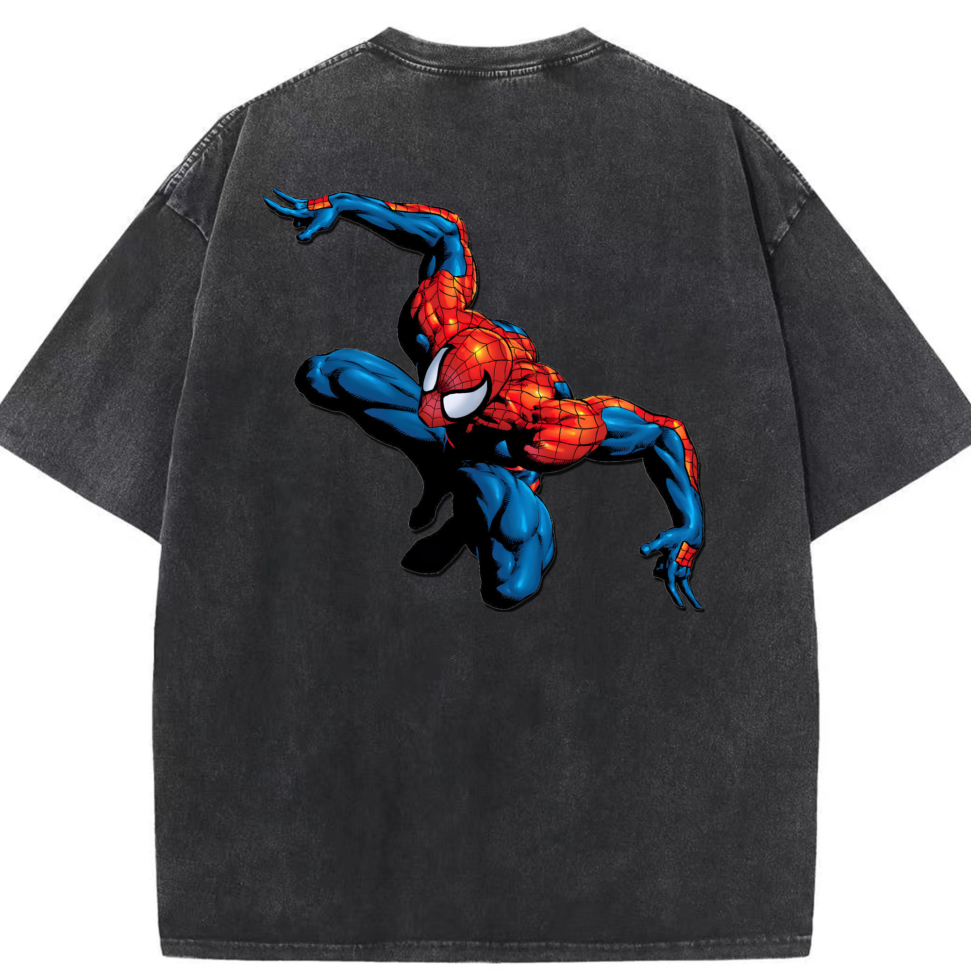 （画像用） Spider Man スパイダーマン 綿100% ヴィンテージ風 半袖Tシャツ（背面プリント）