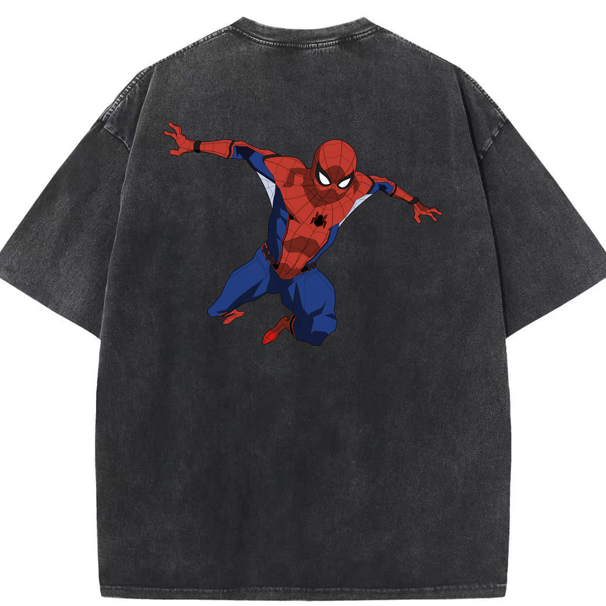 （画像用） Spider Man スパイダーマン 綿100% ヴィンテージ風 半袖Tシャツ（背面プリント）