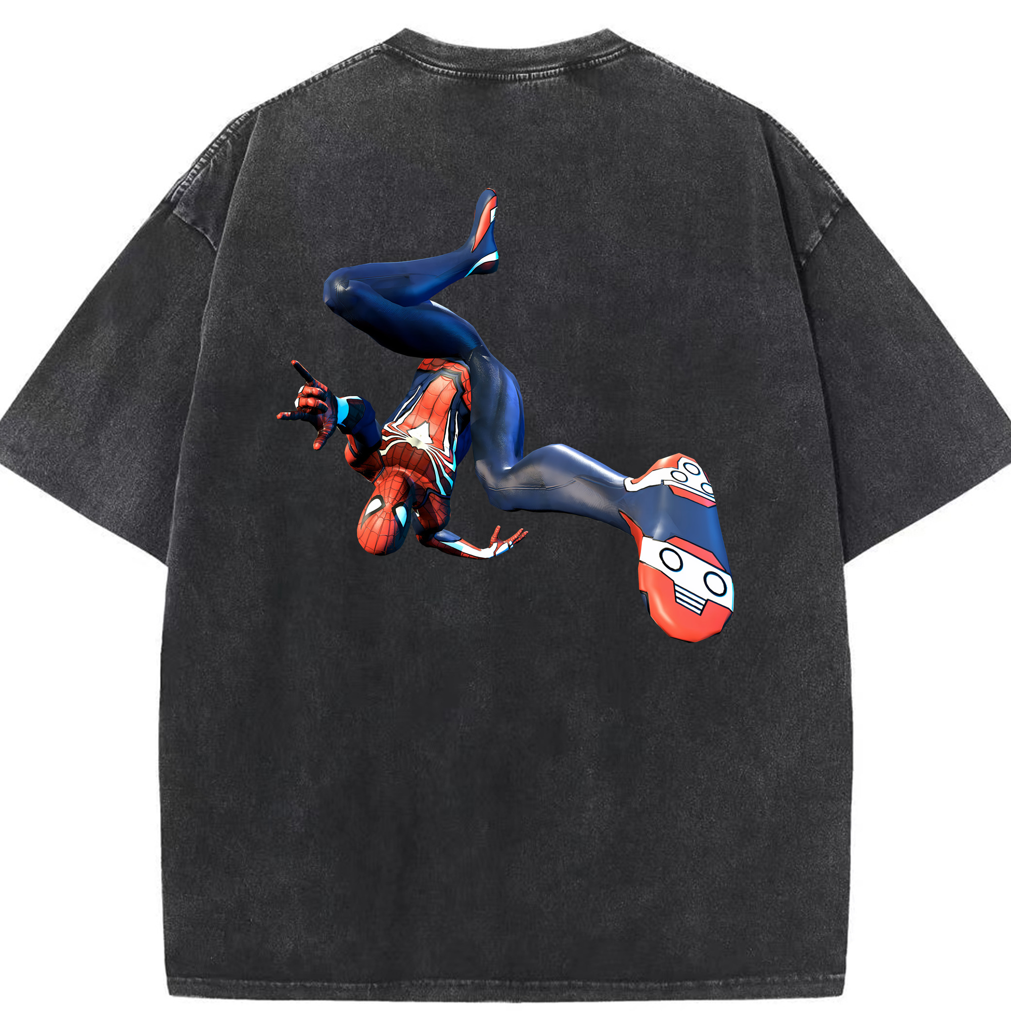 （画像用） Spider Man スパイダーマン 綿100% ヴィンテージ風 半袖Tシャツ（背面プリント）