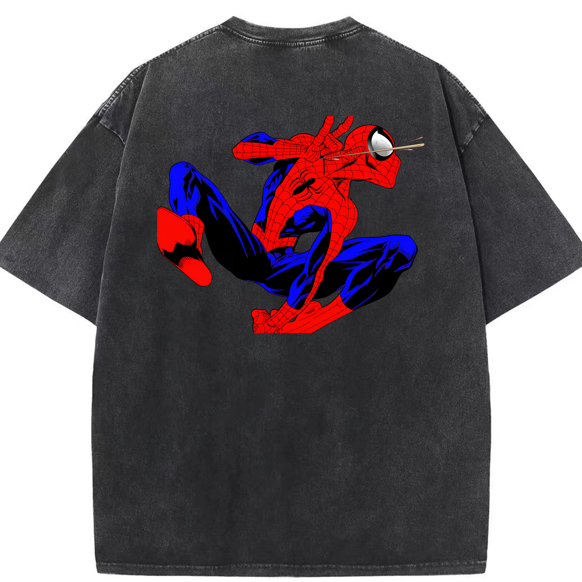 （画像用） Spider Man スパイダーマン 綿100% ヴィンテージ風 半袖Tシャツ（背面プリント）