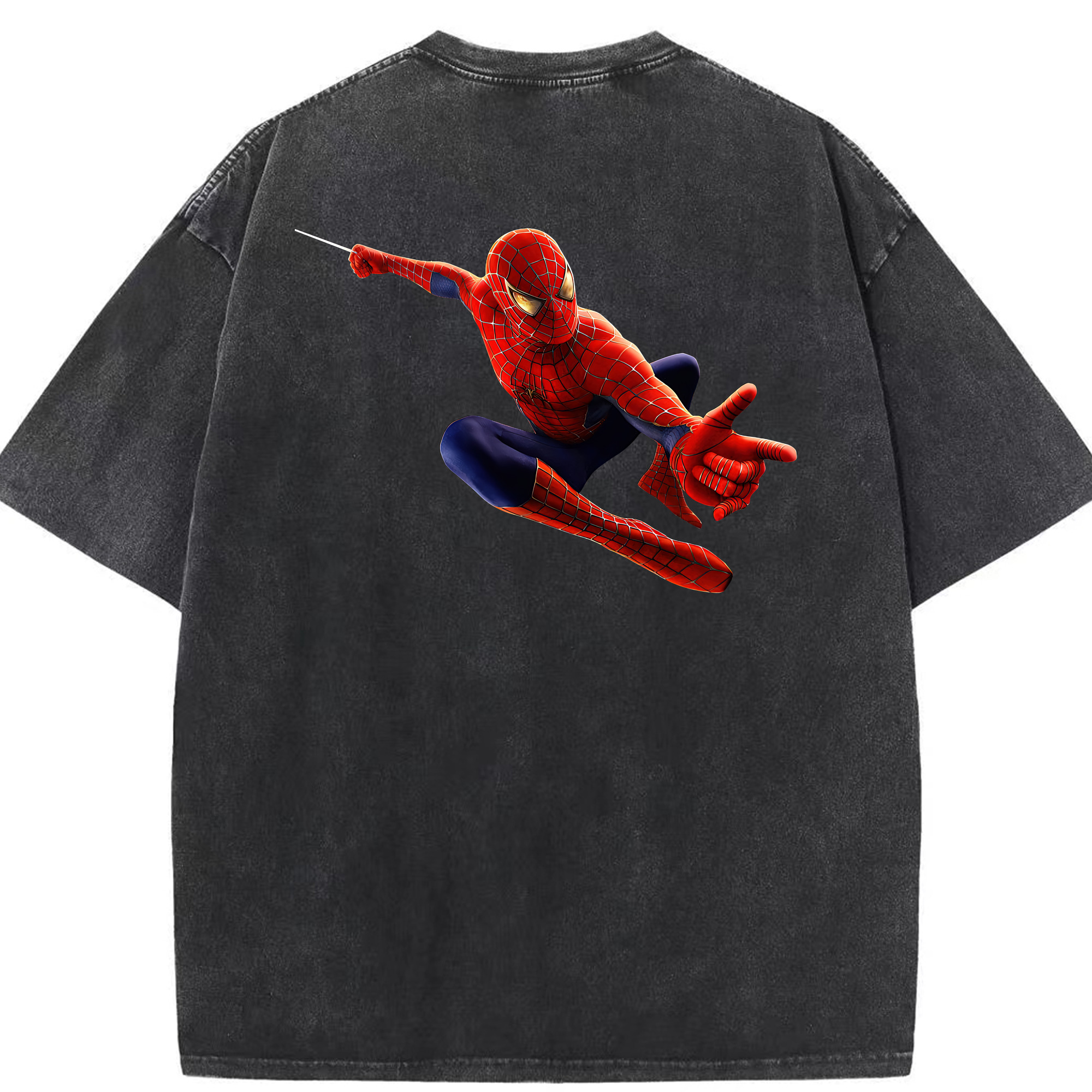 （画像用） Spider Man スパイダーマン 綿100% ヴィンテージ風 半袖Tシャツ（背面プリント）