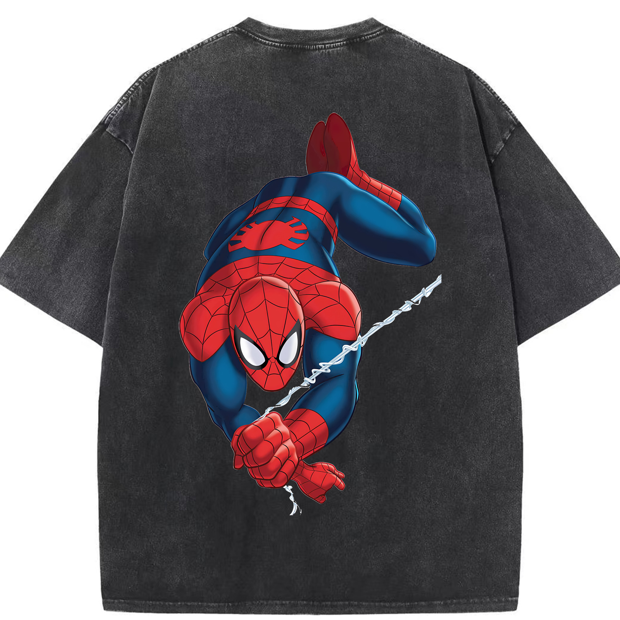 （画像用） Spider Man スパイダーマン 綿100% ヴィンテージ風 半袖Tシャツ（背面プリント）
