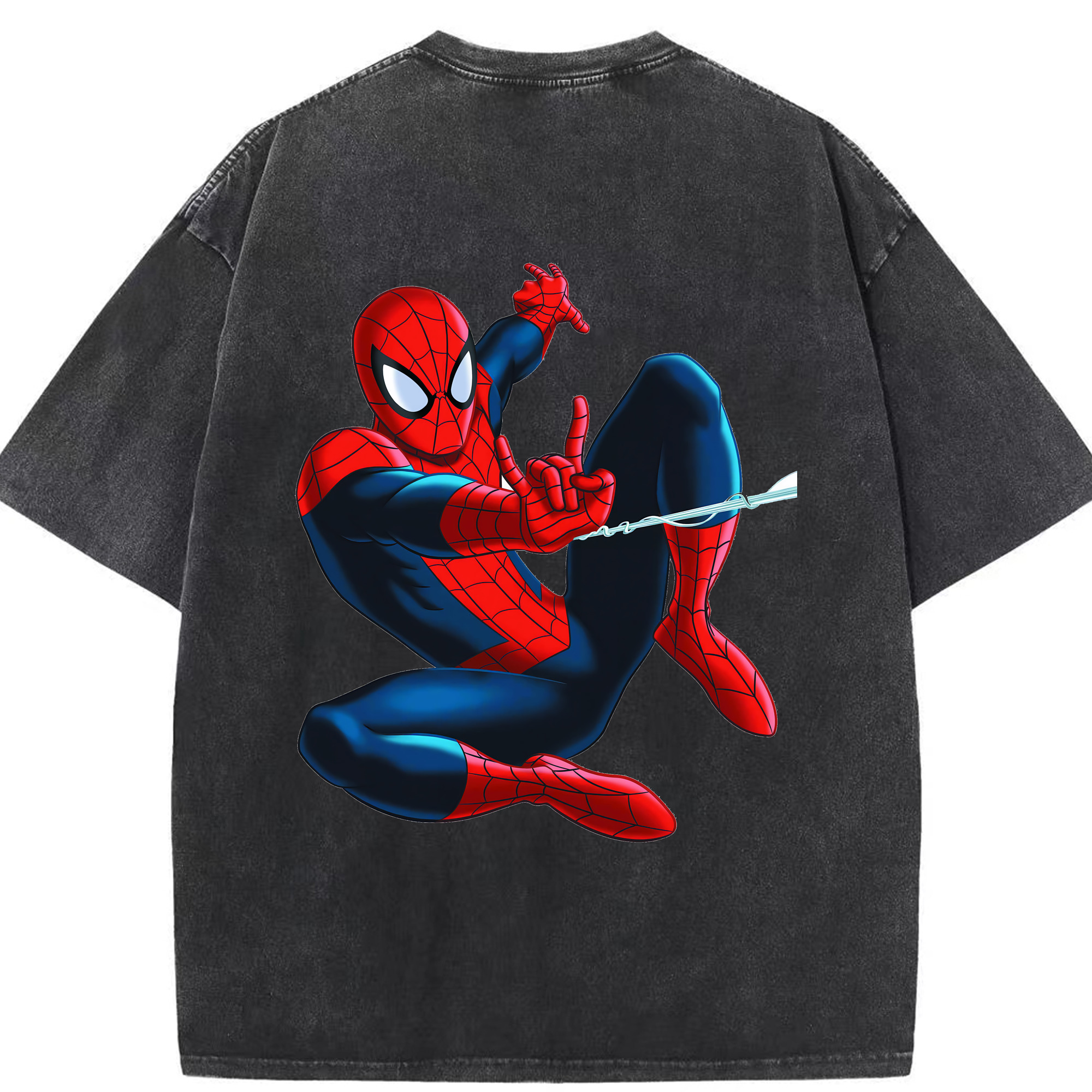 （画像用） Spider Man スパイダーマン 綿100% ヴィンテージ風 半袖Tシャツ（背面プリント）