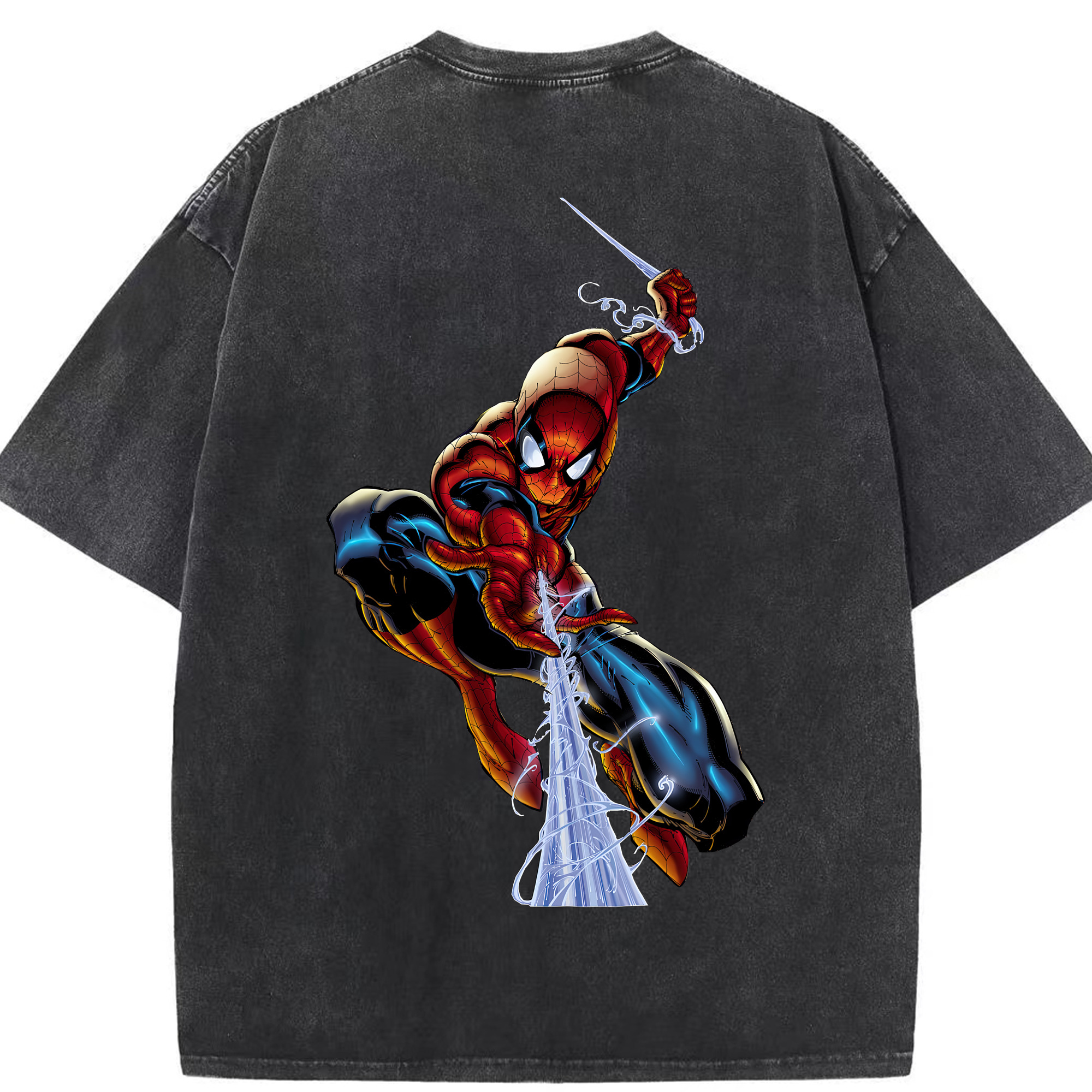（画像用） Spider Man スパイダーマン 綿100% ヴィンテージ風 半袖Tシャツ（背面プリント）