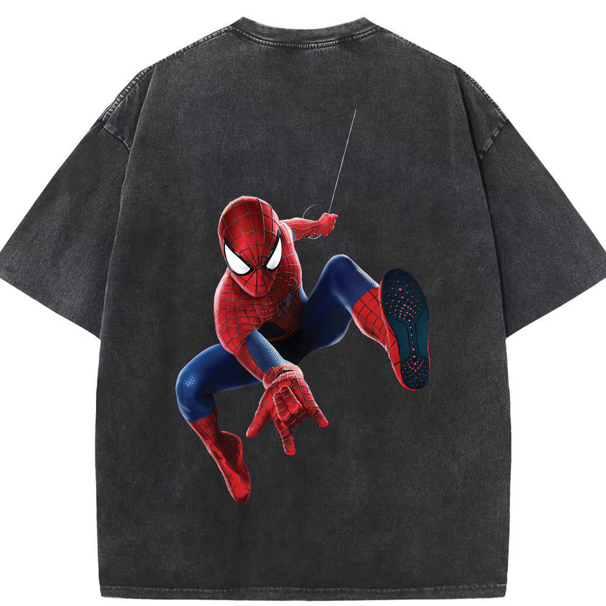 （画像用） Spider Man スパイダーマン 綿100% ヴィンテージ風 半袖Tシャツ（背面プリント）