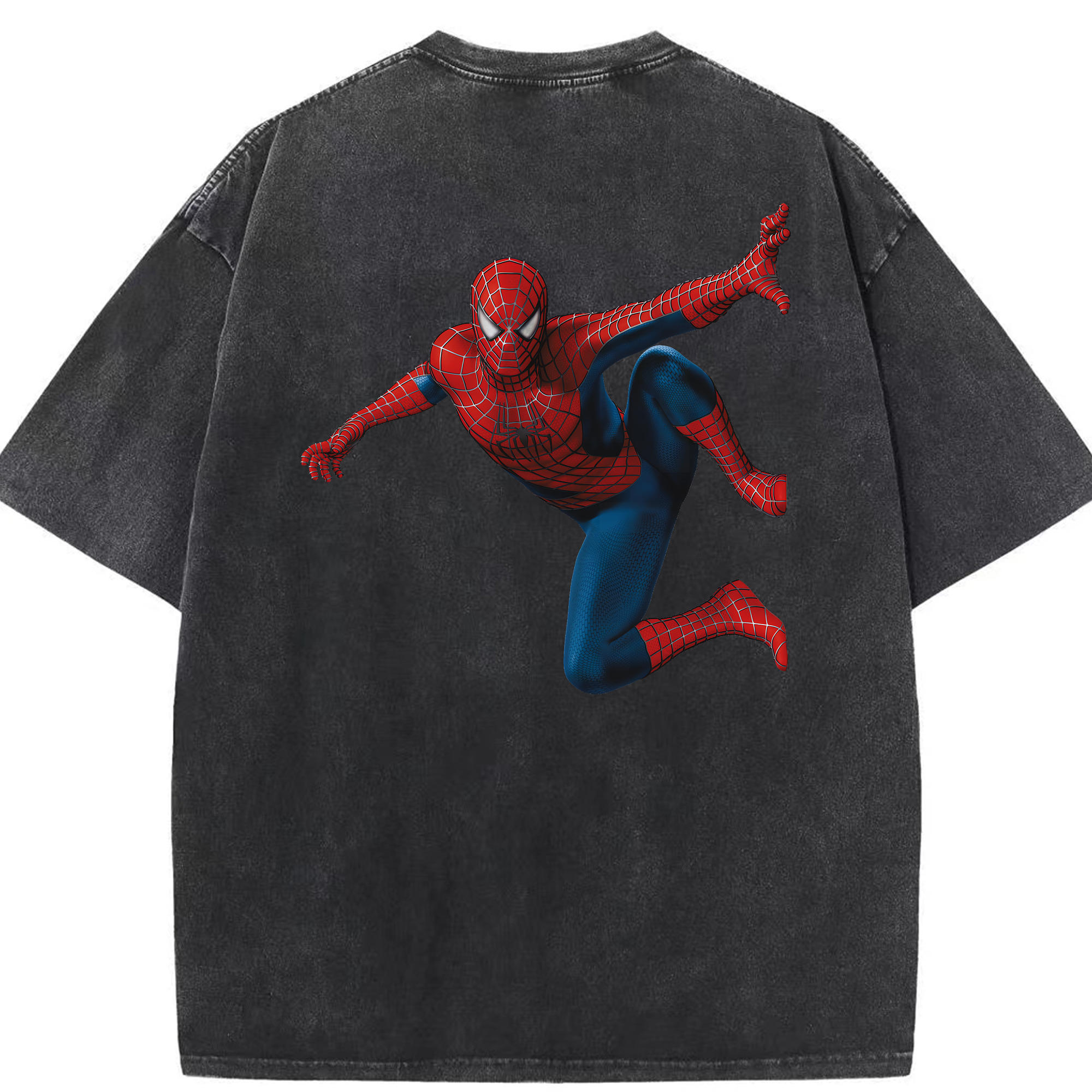 （画像用） Spider Man スパイダーマン 綿100% ヴィンテージ風 半袖Tシャツ（背面プリント）