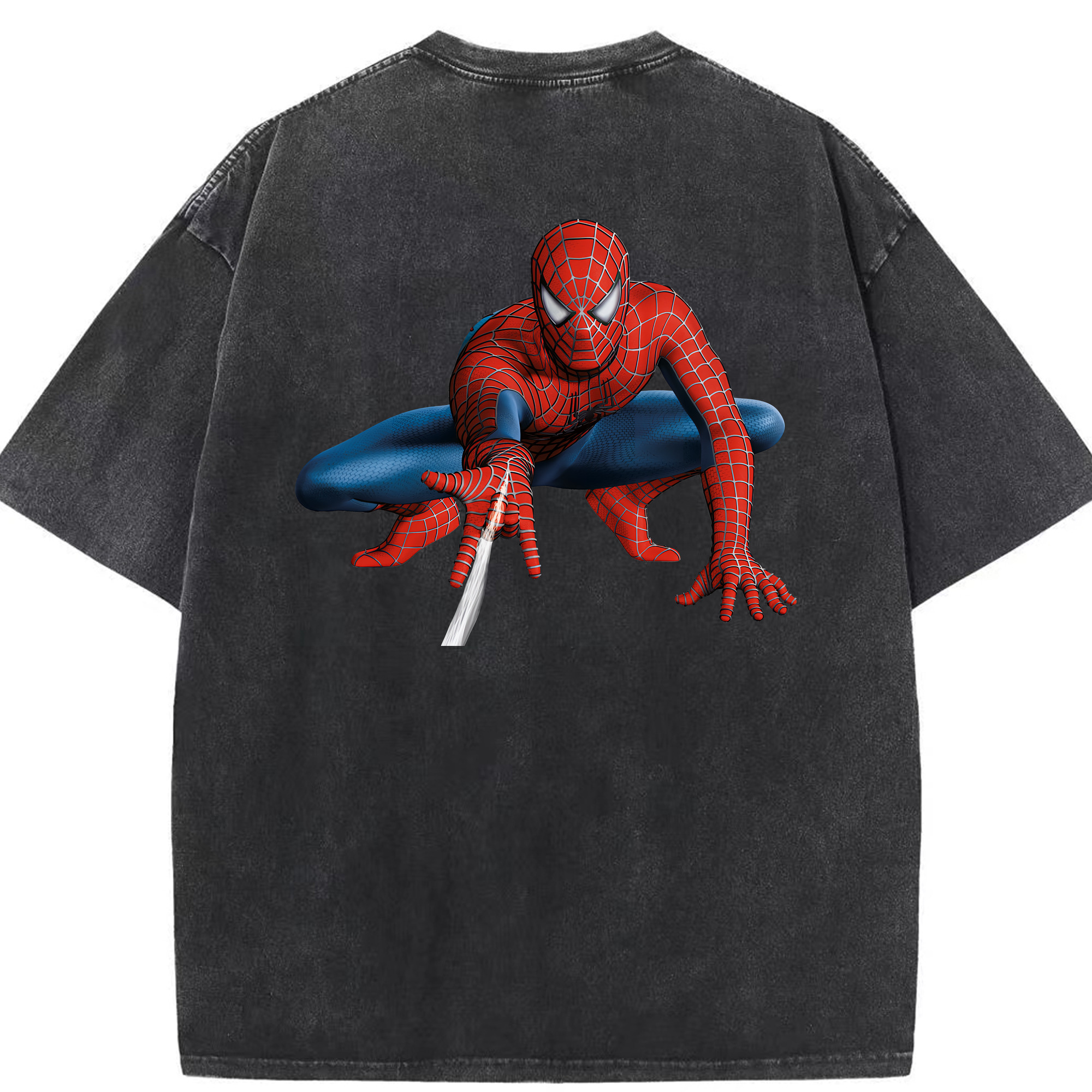 （画像用） Spider Man スパイダーマン 綿100% ヴィンテージ風 半袖Tシャツ（背面プリント）