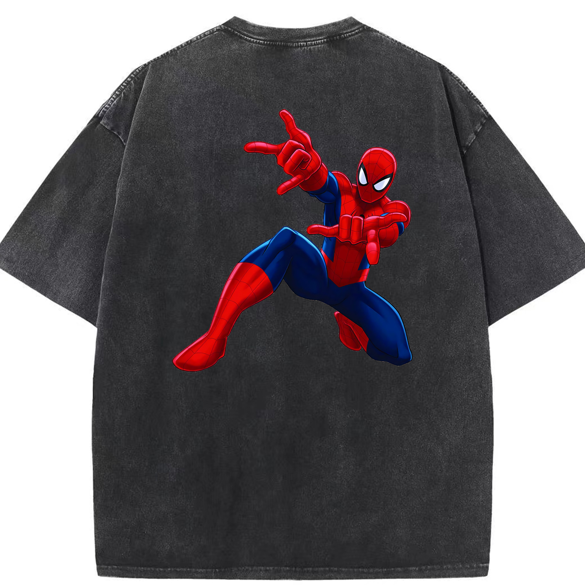 （画像用） Spider Man スパイダーマン 綿100% ヴィンテージ風 半袖Tシャツ（背面プリント）