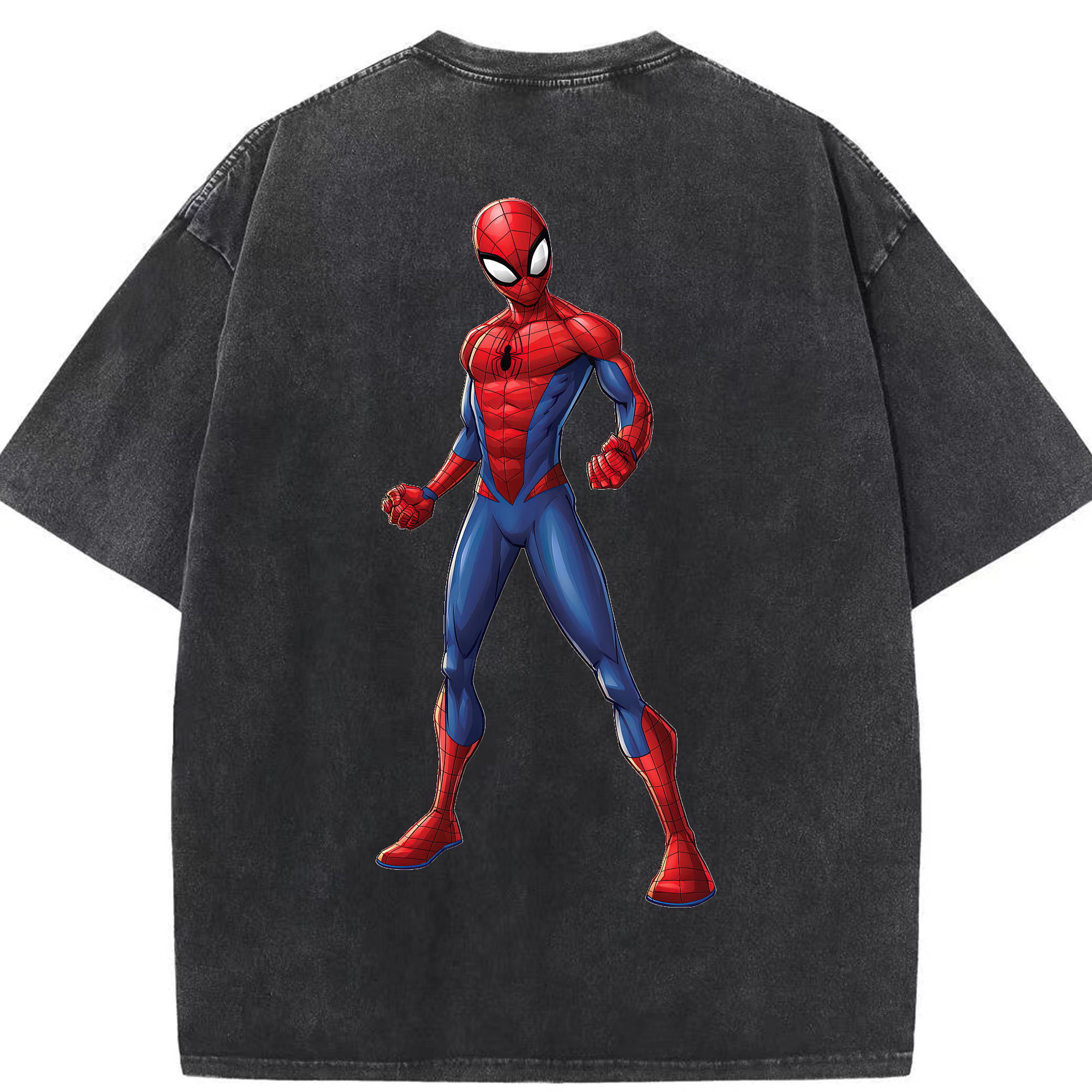 （画像用） Spider Man スパイダーマン 綿100% ヴィンテージ風 半袖Tシャツ（背面プリント）