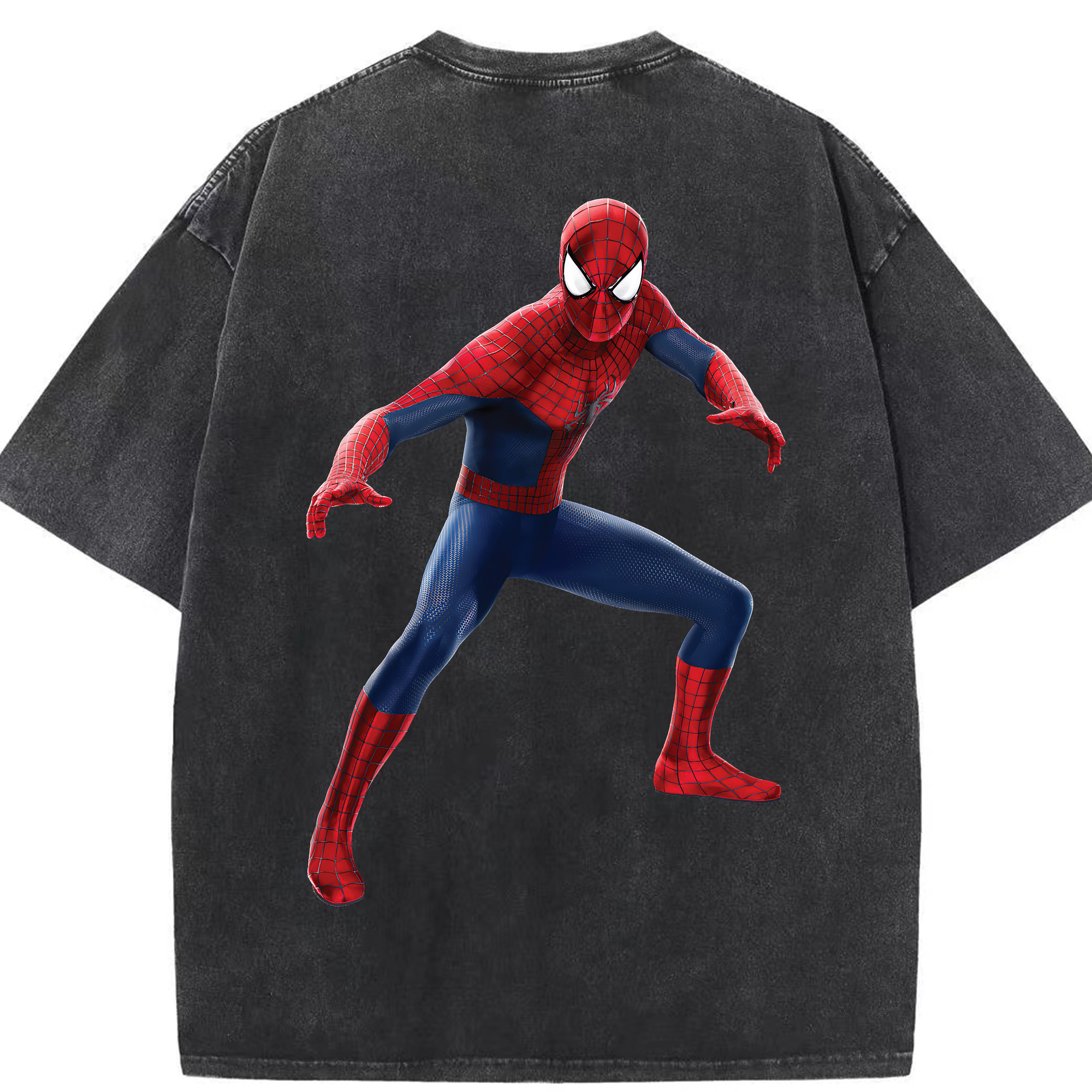 （画像用） Spider Man スパイダーマン 綿100% ヴィンテージ風 半袖Tシャツ（背面プリント）